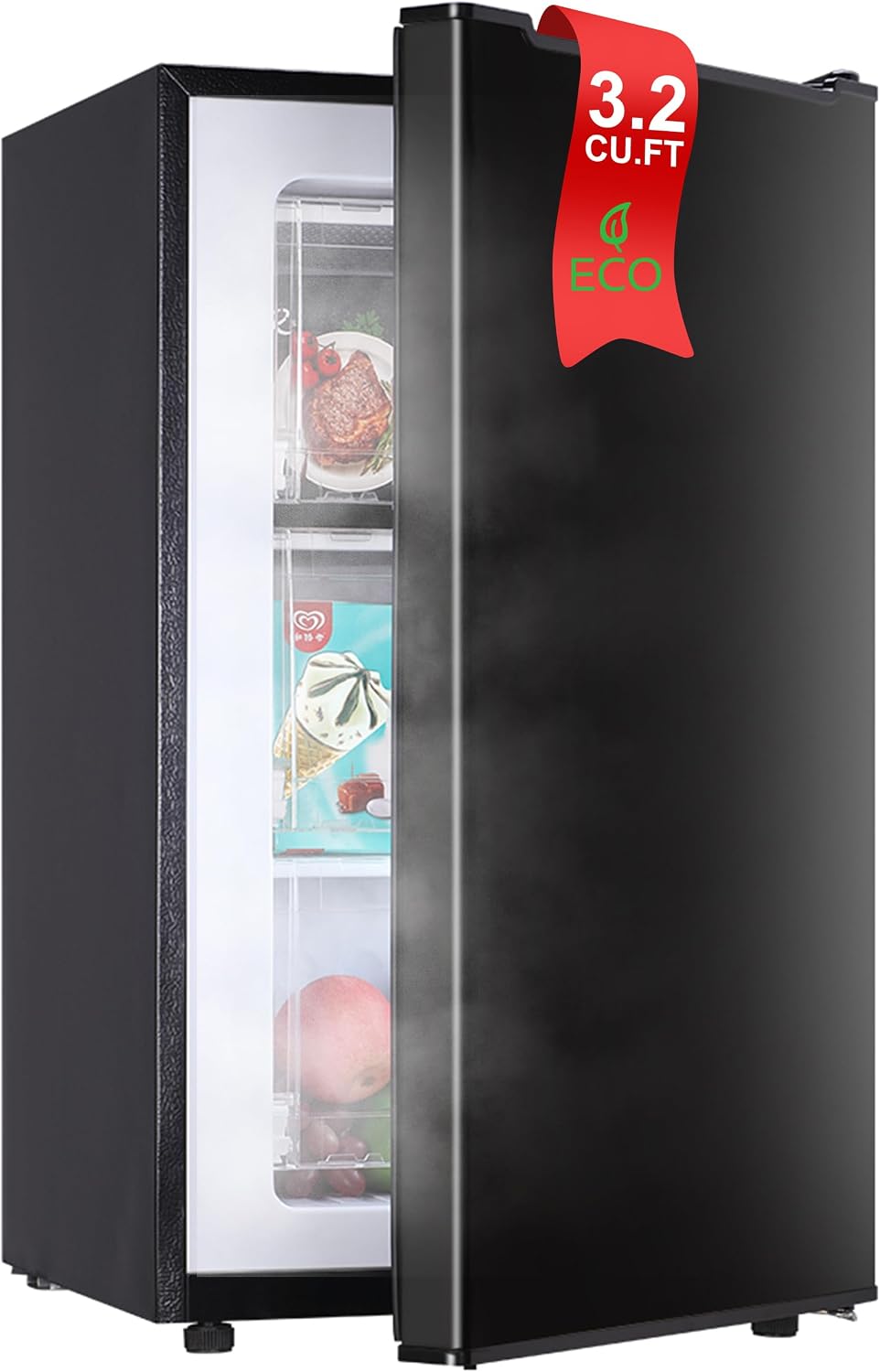 Upright freezer 3.2 Cu.Ft Mini Freezer with Reversible Door - Stand Up Freezer w/3 Adjustable Thermostat - Freestanding Compact freezer w/3 Plastic Baffles for Kitchen/RV/Dorm/Apartment,Ultra-Quiet