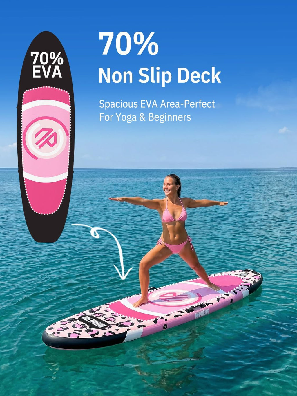 Niphean（Ultra-Light） Inflatable Paddle Board with StabilTrac Fin and Durable SUP Accessories, 10' Stand Up Paddle Boards for Adults & Youth, Versatile Yoga Paddle Board, Gift Ideas