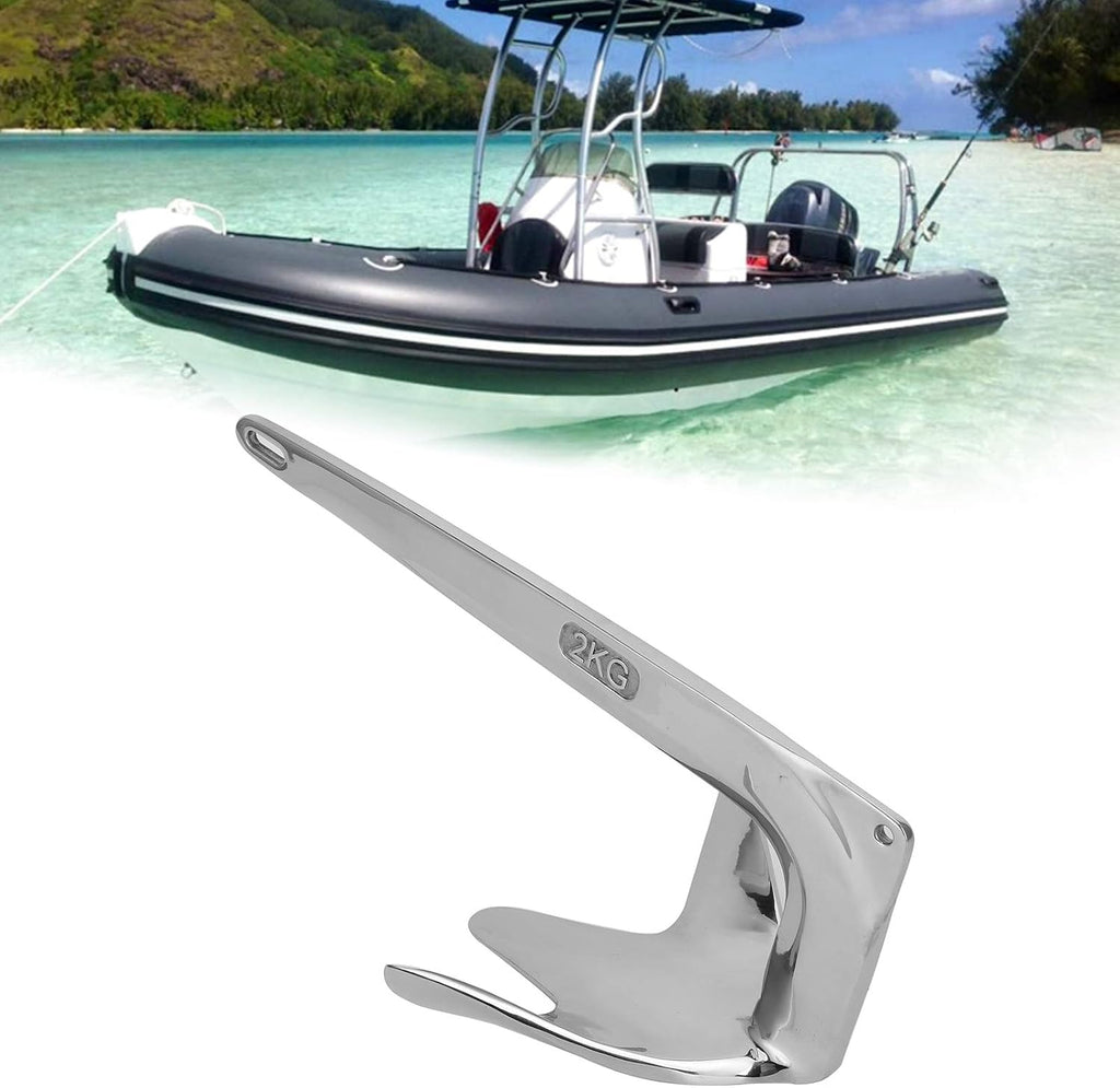 Ymiko 316 Stainless Steel Claw Boat Anchor Boats from 1522 ft Marine Accessories, Premium 4.4 lbs 2 kg Anchor Accessories for Fishing Kayaks, Canoe, Jet Ski, Paddle Board and Small