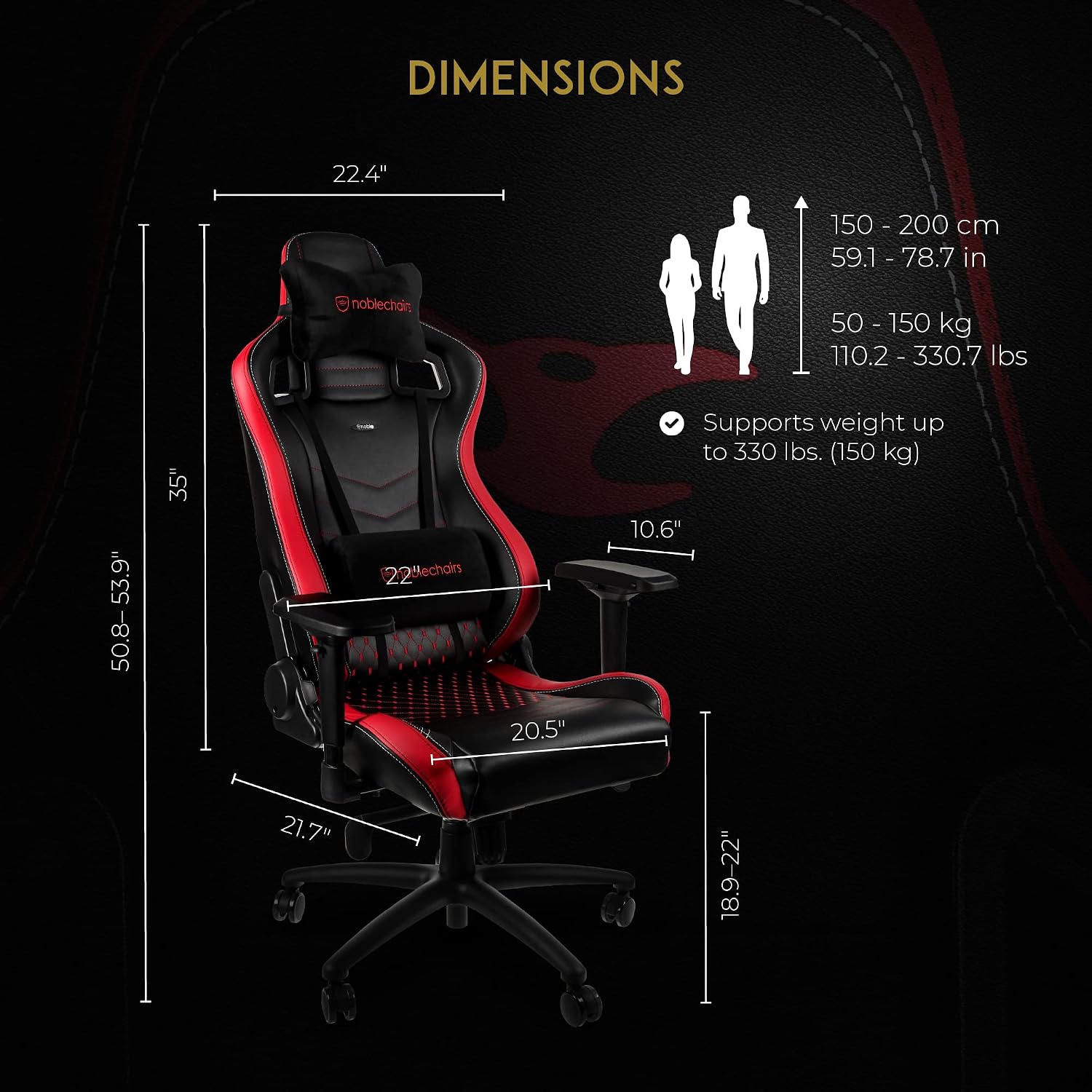 noblechairs Epic Reclining Gaming Chair and Reclining Office Chair, PU Faux Leather, Mousesports Edition, Black/Red