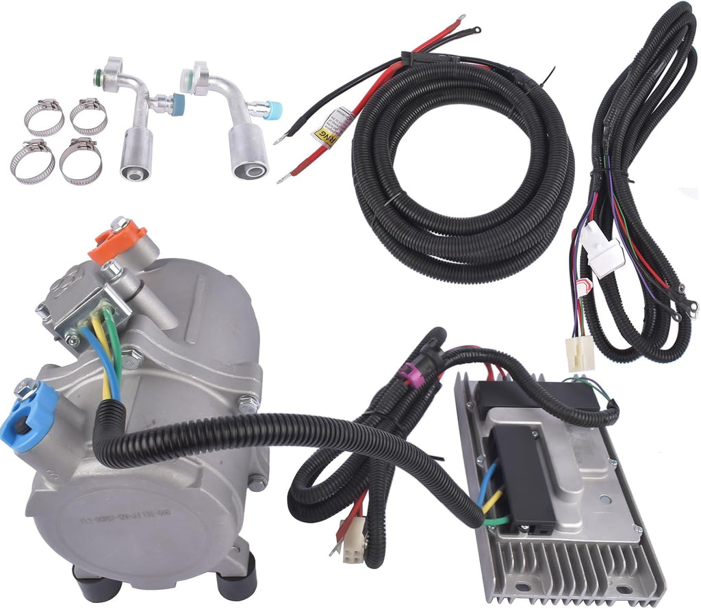 12V DC Universal Electric Air Conditioning Compressor Kit with External Control Panel Core and Long Power Cord Replacement for RVs, Campers, Trucks & Buses AKWH