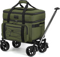 Extra Large Wheeled Portable Cooler Bag 85 Cans Double Deck Heavy Duty Rolling Insulated Cooler with All-Terrain Wheels Leakproof Tactical Soft Sided Cooler for Beach Camping Picnic Travel