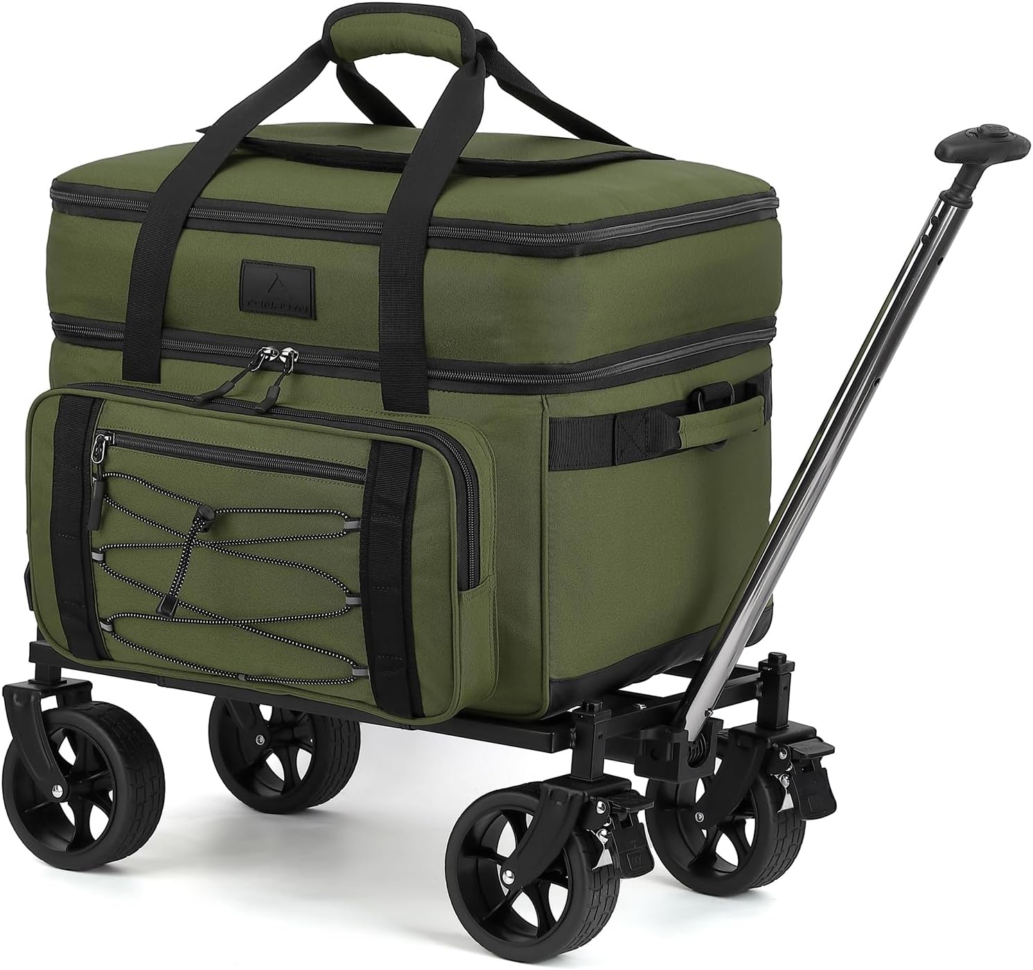Extra Large Wheeled Portable Cooler Bag 85 Cans Double Deck Heavy Duty Rolling Insulated Cooler with All-Terrain Wheels Leakproof Tactical Soft Sided Cooler for Beach Camping Picnic Travel