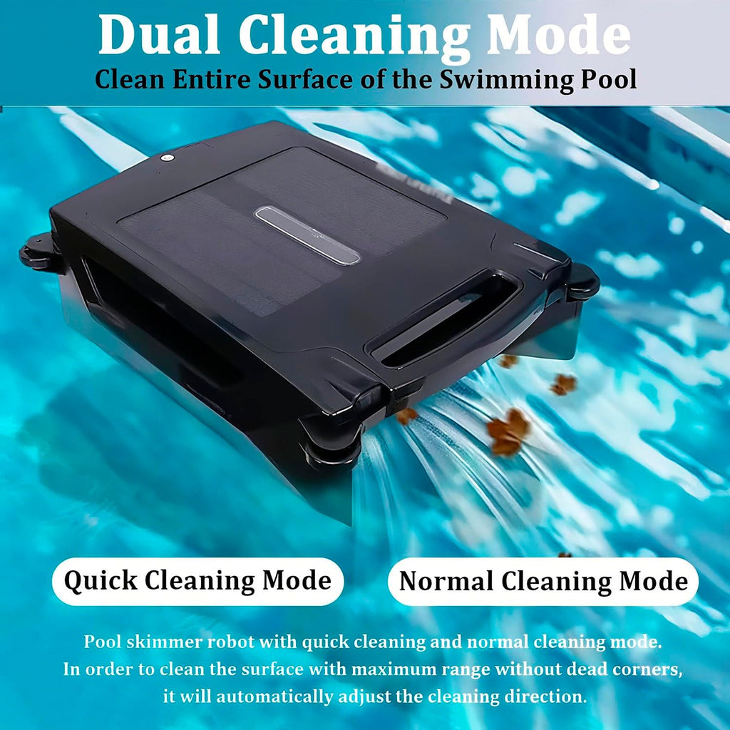 Solar Robotic Pool Sur-face Cleaner, with Dual Charging Mode ＆ Smart Obstacle Avoidance, App Control, 3.4l Large Debris Bag, for All Swimming Pool