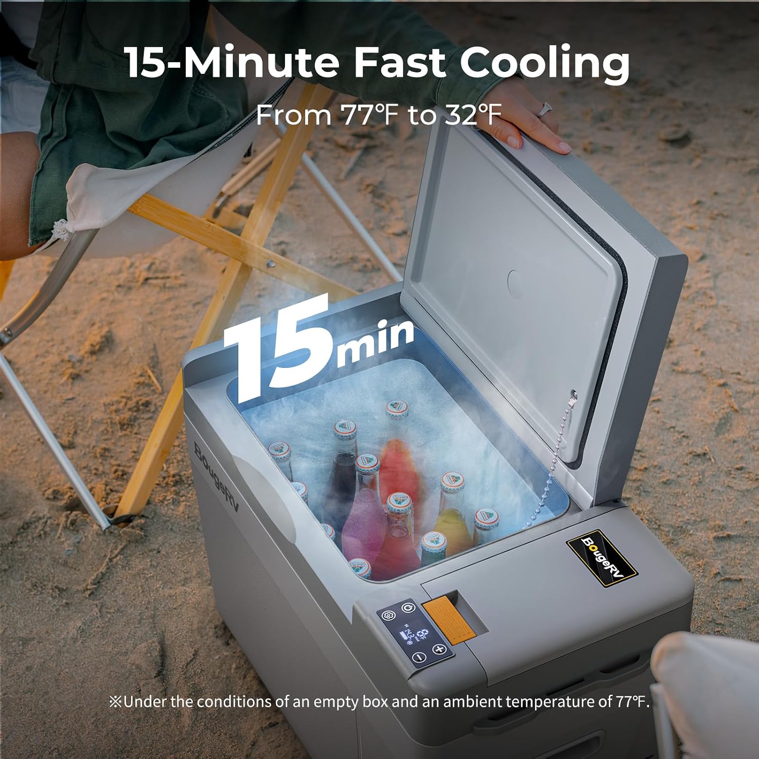 BougeRV 12 Volt Refrigerator, CRPRO 21 Quart 12V Car Fridge, Portable Freezer (-8℉~50℉), Compressor Cooler with 12V/24 DC, 110-240 AC for Outdoor Camping Overlanding Truck RV SUV Van (White)