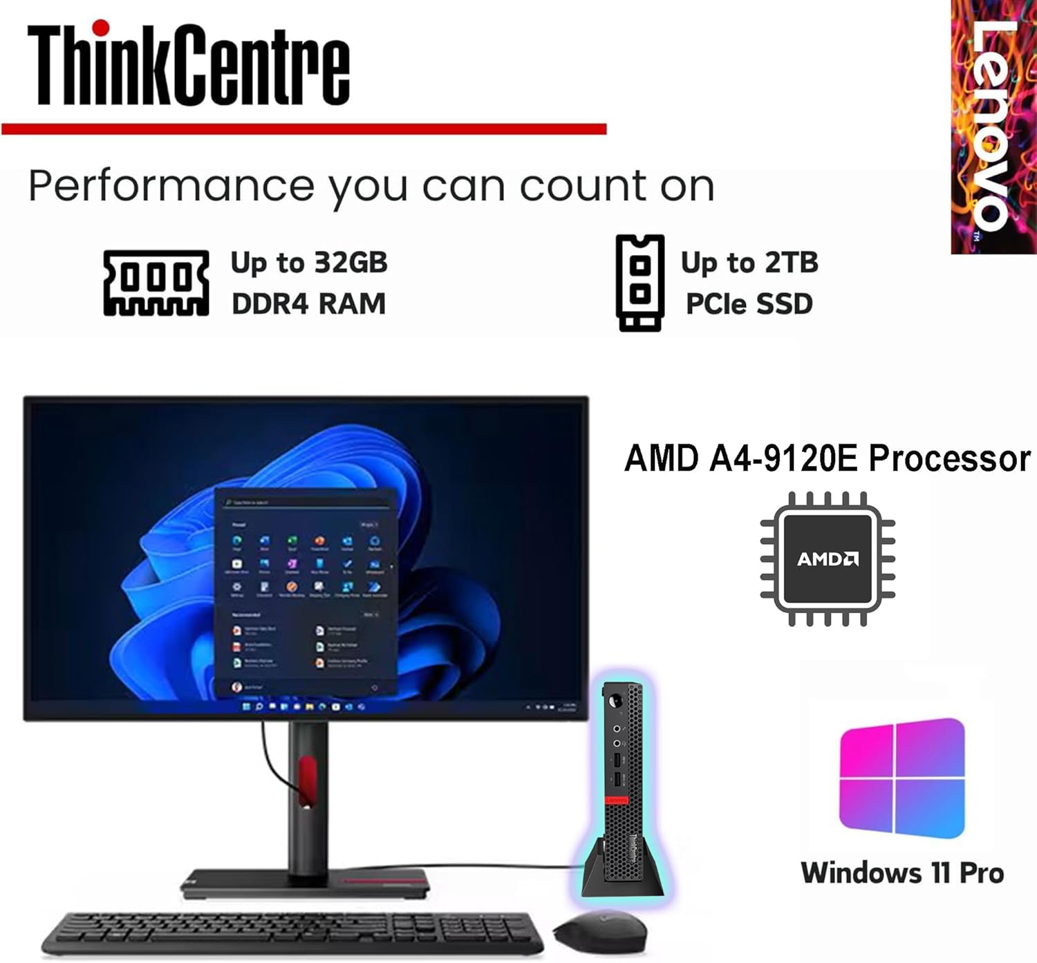 Lenovo Business Mini Desktop PC, AMD Processor, 16GB RAM, 1TB SSD, Dual Display Support, Wi-Fi, Bluetooth, USB & Ethernet Port, Windows 11 Pro, Compact, Quiet, and Space-Saving, w/Keyboard & Mouse