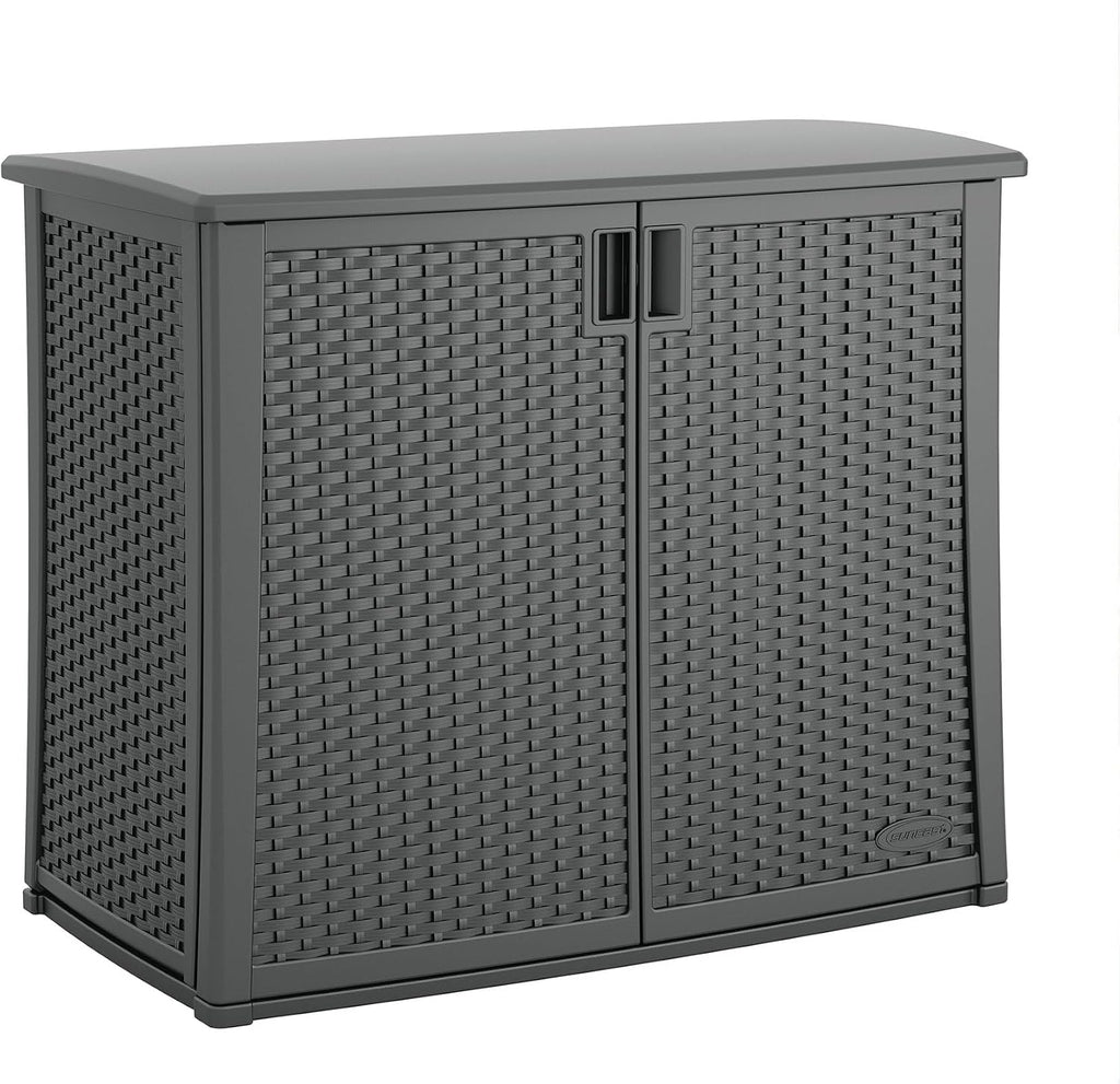 Suncast 42' Outdoor Storage Cabinet and 22 Gallon Resin Storage Seat for Patio, Deck, Yard, and Garage