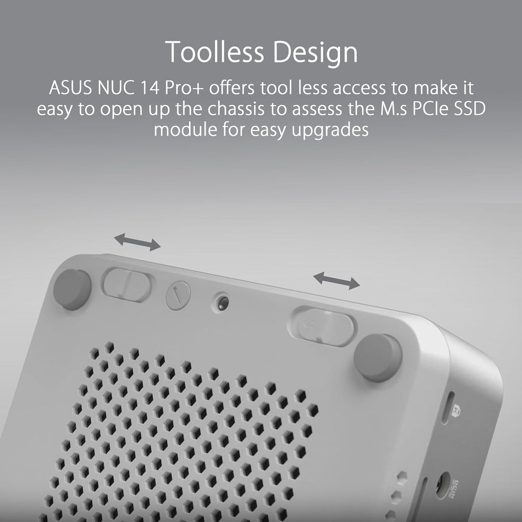 ASUS NUC 14 Pro+ Full System Mini PC with Intel 14th Gen Core Ultra 9 185H, 32GB DDR5 RAM, 1TB PCIe G4x4 NVMe SSD, Thunderbolt 4, Win 11 Home, Silver Aluminum Chassis, VESA Mount Included