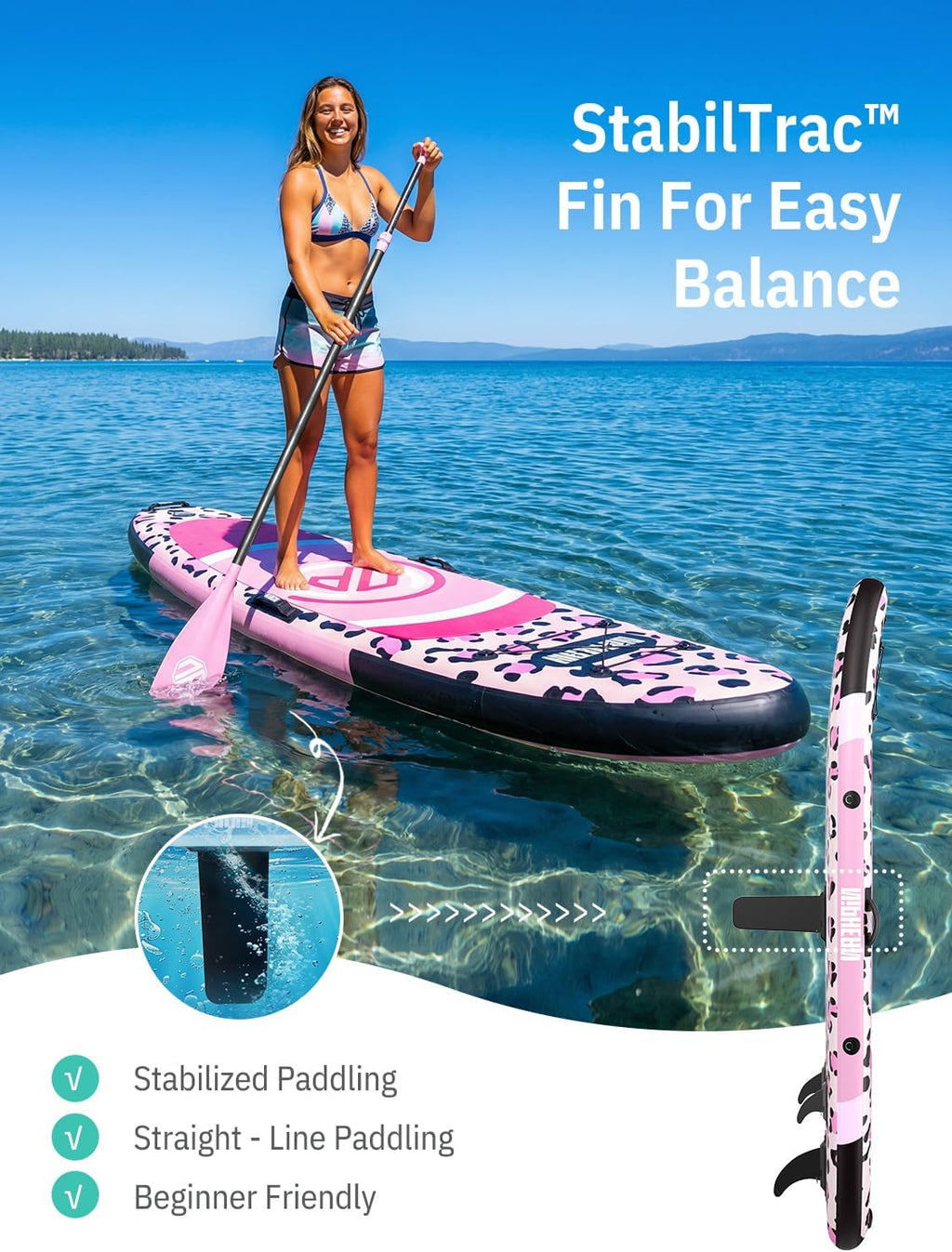 Niphean（Ultra-Light） Inflatable Paddle Board with StabilTrac Fin and Durable SUP Accessories, 10' Stand Up Paddle Boards for Adults & Youth, Versatile Yoga Paddle Board, Gift Ideas