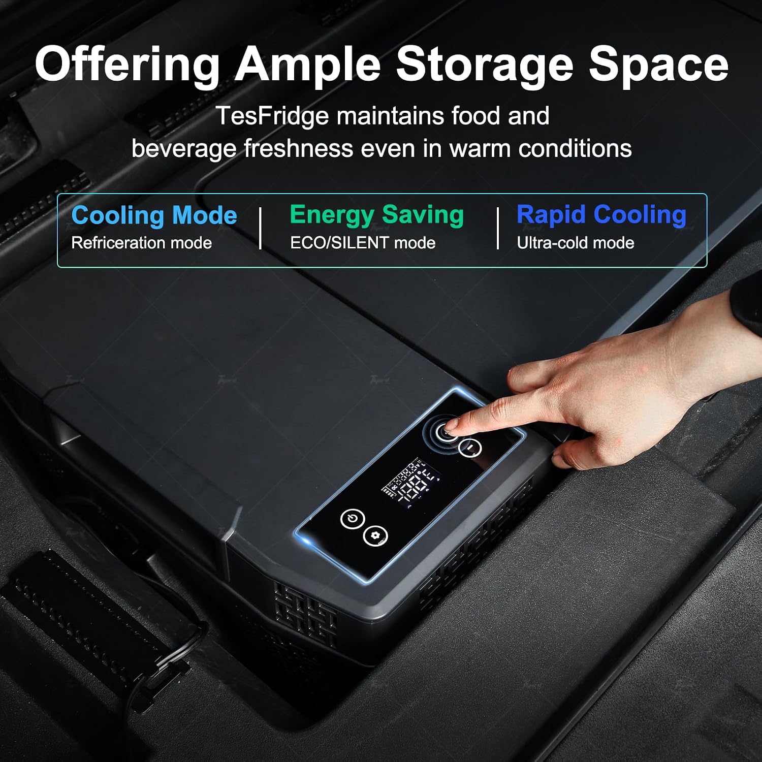 Tlyard Car Refrigerator for Tesla Cybertruck, 25L Tesla Cybertruck Trunk Fridge with APP Control, DC 12/24V Cybertruck Freezer Compressor Electric Cooler for Outdoor Camping Road Trip