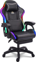 Video Gaming Chair with Speakers and RGB Lights, Ergonomic Chair with Seven-Point Massage Function, Computer Chair with Footrest and Lumbar Support Gaming Chairs for Adults,Black