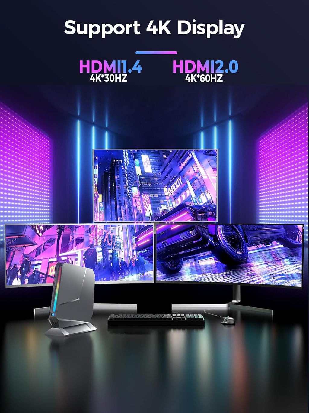 TOPGRO T1 Mini Gaming PC Core i9-9980HK/GTX1650 4G, Mini Computers 16GB DDR4, 1TB PCIe4.0 SSD, Mini Desktop PC RGB Lights, Win11 Pro/WiFi6E/BT5.3/1.0G LAN/2xHDMI 4K@60Hz Home&Office Gaming Computer