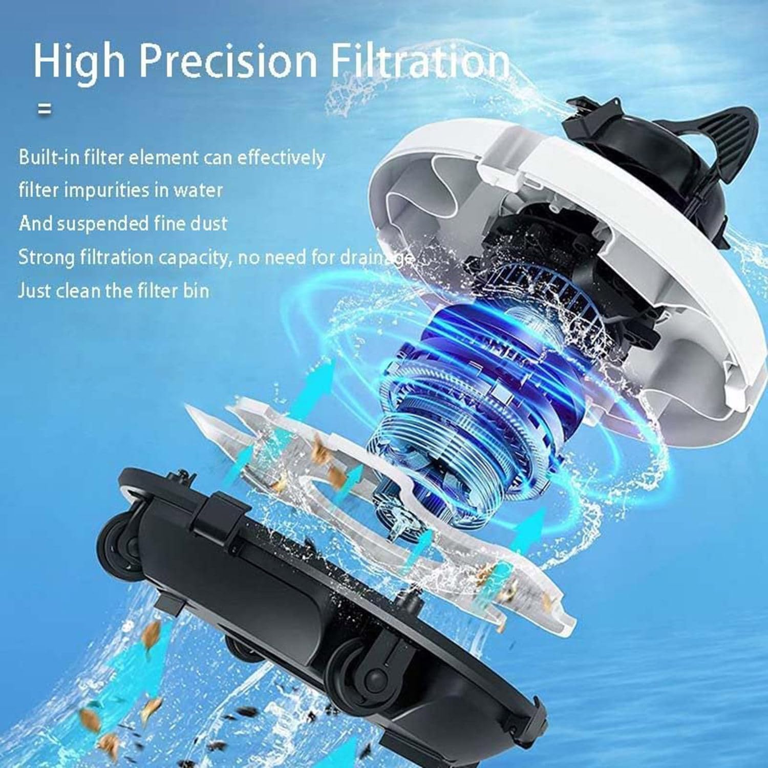 Robotic Pool Cleaner, 120 Minutes Powerful Cleaning, Dual Drive Motors, Auto Parking, Battery Powered Pool Robot Cordless Perfect for flat bottom pools up to 100m²