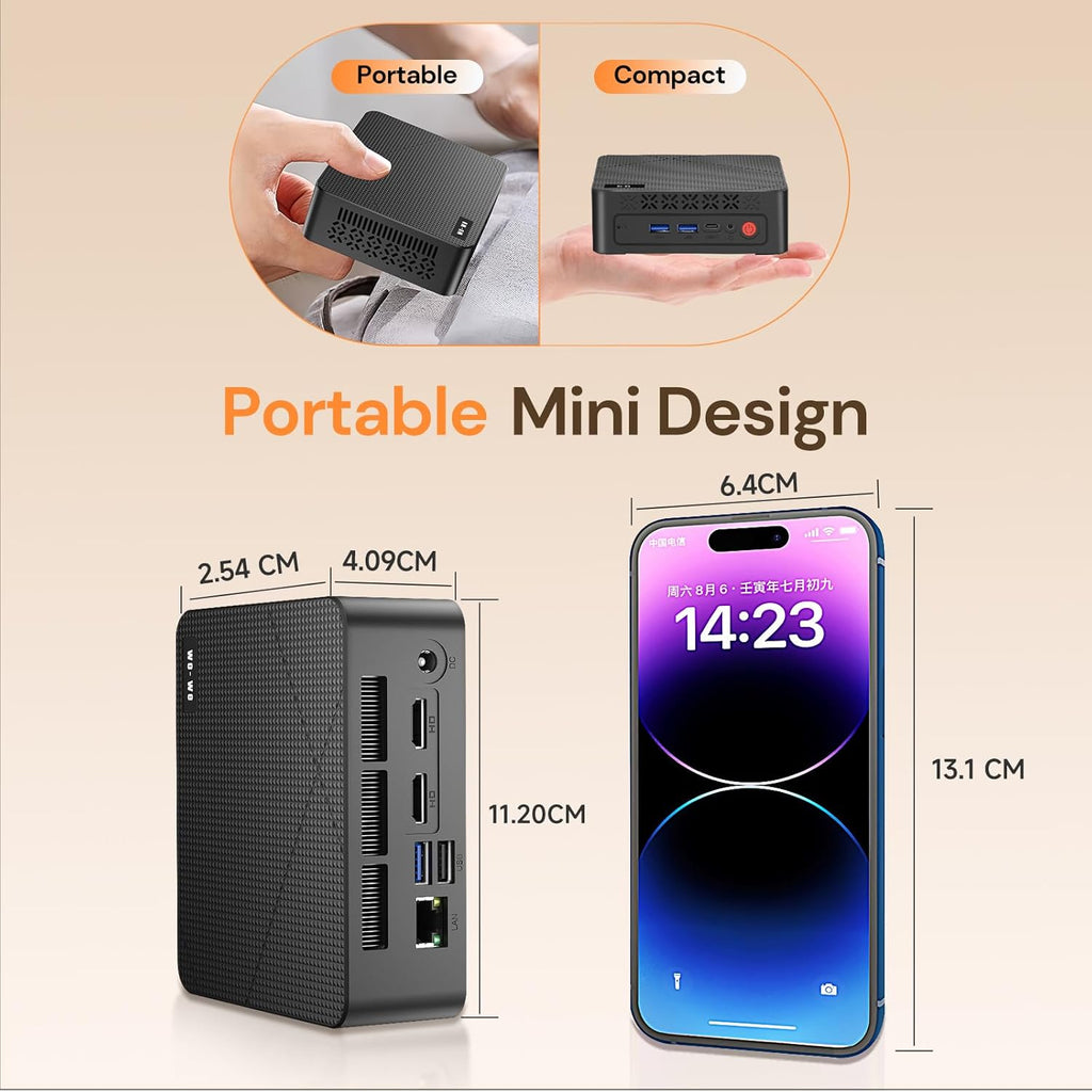 wo-we P6 Mini PC AMD Ryzen 5 3550H(4C/8T,up to 3.7GHz) 16GB DDR4 RAM 512GB NVMe SSD Gaming PC, Radeon Vega 8 Graphics Mini Desktop Computer,Triple 4K 60Hz Displays,USB-C/USB 3.3/2.0/HDMI,WiFi5 BT5.0
