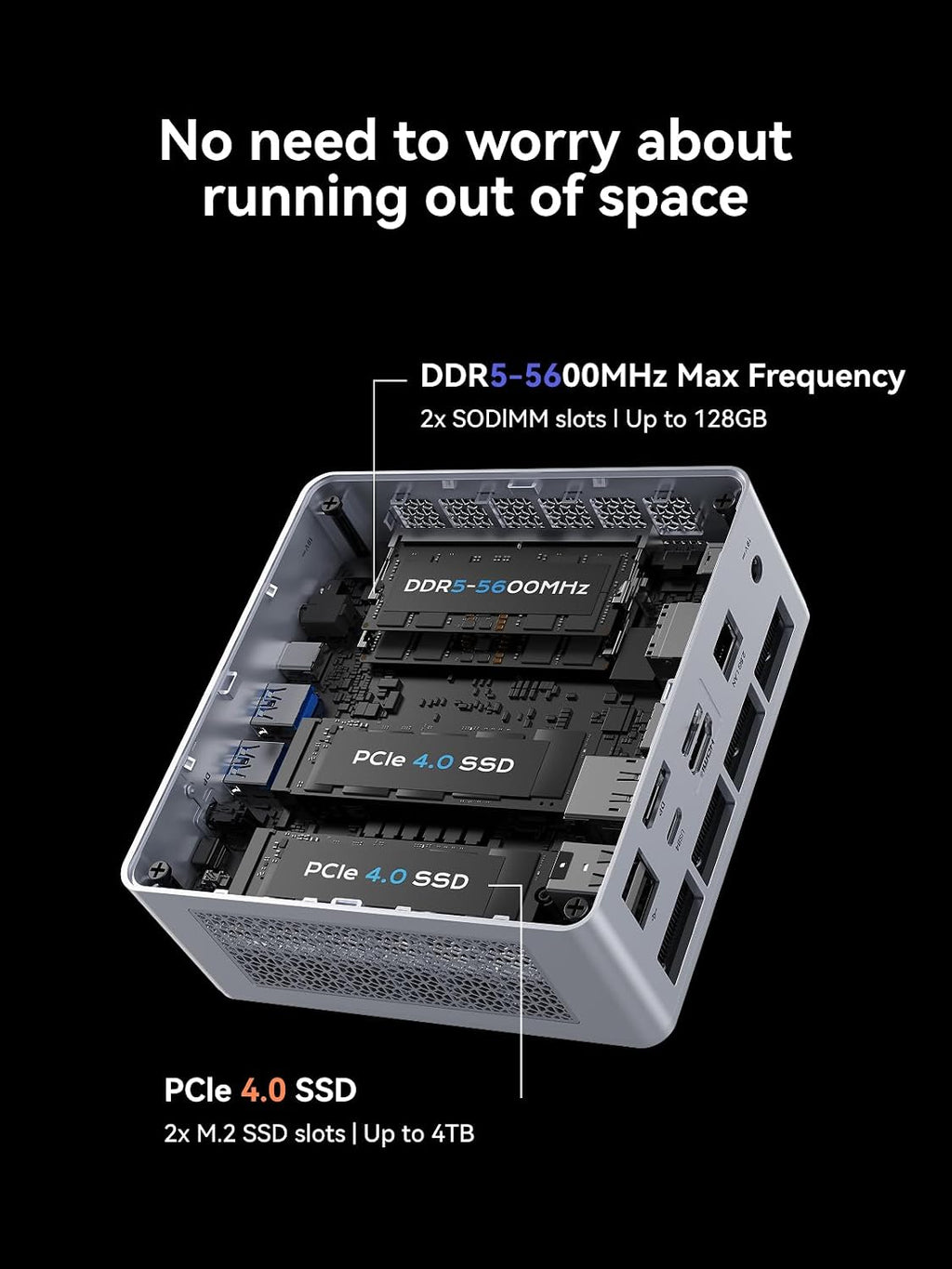 MINISFORUM X1 Lite-255 Mini PC Barebone AMD Ryzen 7 255 (8C/16T, up to 4,9 GHz), Mini Computer AMD Radeon 780M Dual DDR5 RAM, M.2 SSD,HDMI/DP/USB4 4K Video Output, 5 x USB, 2.5G LAN, Wi-Fi 6e/BT5.2