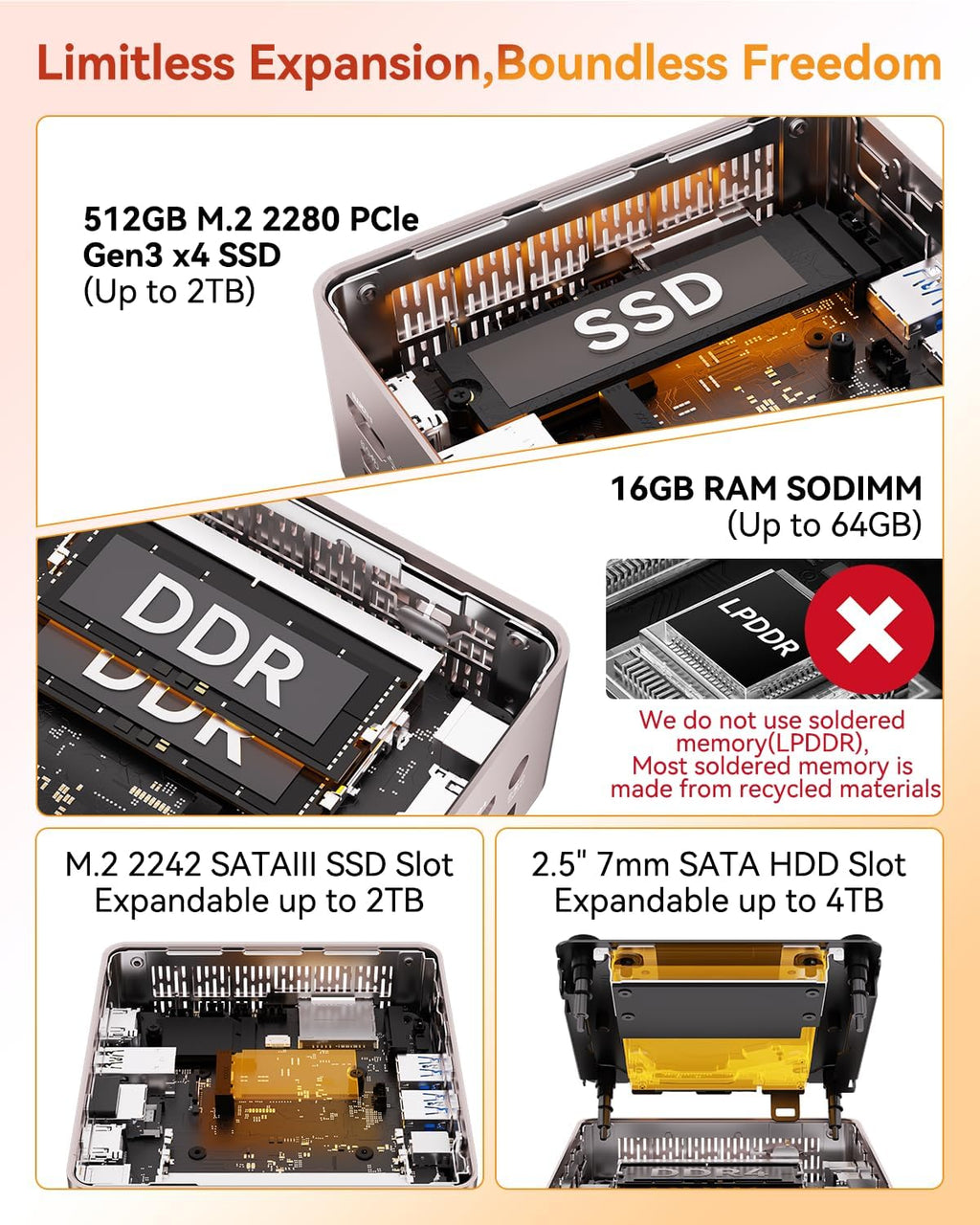 GEEKOM [Designed Bulk Orders] A5 Mini PC 2026 with AMD Ryzen 7 5825U, 16GB DDR4, 512GB NVMe SSD, 2.5' SATA HDD, Radeon Vega 8 Graphics, Windows 11 Pro, 8K Quad Display, Dual HDMI, SD 4.0 Slot
