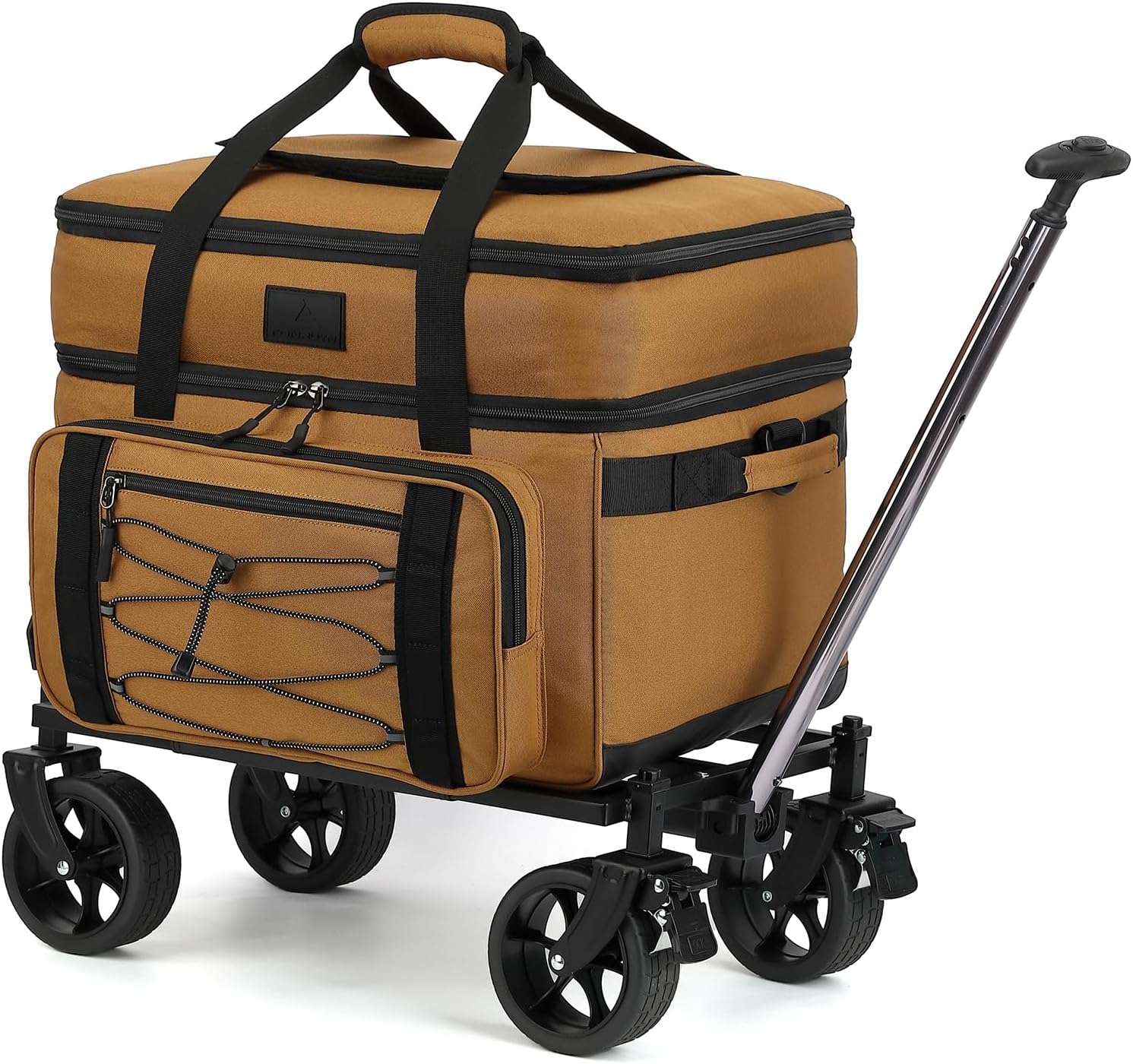 Extra Large Wheeled Portable Cooler Bag 85 Cans Double Deck Heavy Duty Rolling Insulated Cooler with All-Terrain Wheels Leakproof Tactical Soft Sided Cooler for Beach Camping Picnic Travel
