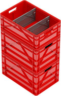 SIDIO Crate Basic Pack - 2 Full-Size & 1 Half-Size Heavy Duty Stackable Storage Bins, Totes and Containers with Dividers - Durable Plastic Organizer for Home, Office, Garage, and Outdoor Use