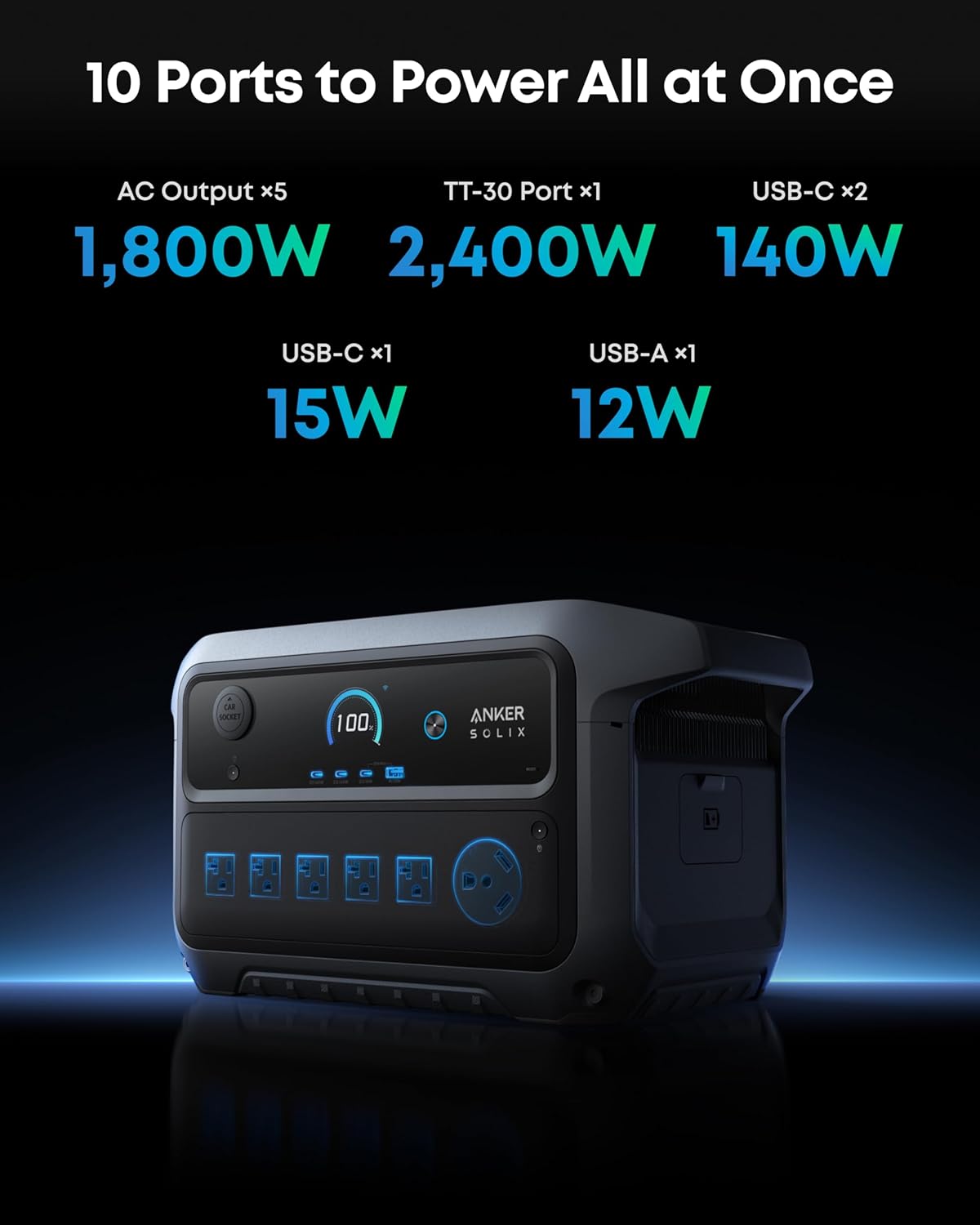Anker SOLIX BP2000 Expansion Battery (Gen 2), 2,046Wh LiFePO4 Battery with 10-Year Lifespan, for Solar Generator SOLIX C2000 Series, for Power Outages, Camping, RV, Emergencies