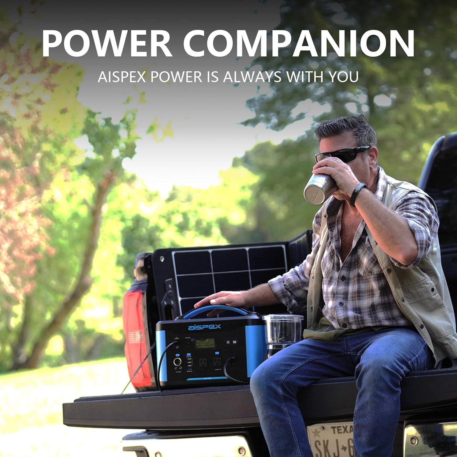 Portable Power Station 640Wh, AISPEX Solar Generator with Jumper Starter, 110V/600W Pure Sine Wave AC Outlet, PD 60W, Lifepo4 Battery Power Stations for Home Backup RV/VAN Camping Travel Emergency