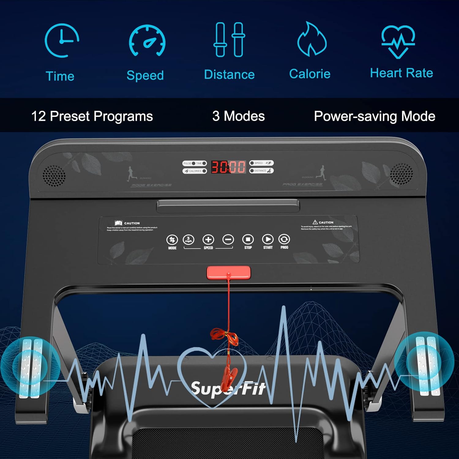 GYMAX Folding Treadmill, Smart APP Control Running Machine, LED Monitor & Adjustable Device Holder, Portable Treadmill for Home Gym Small Apartment