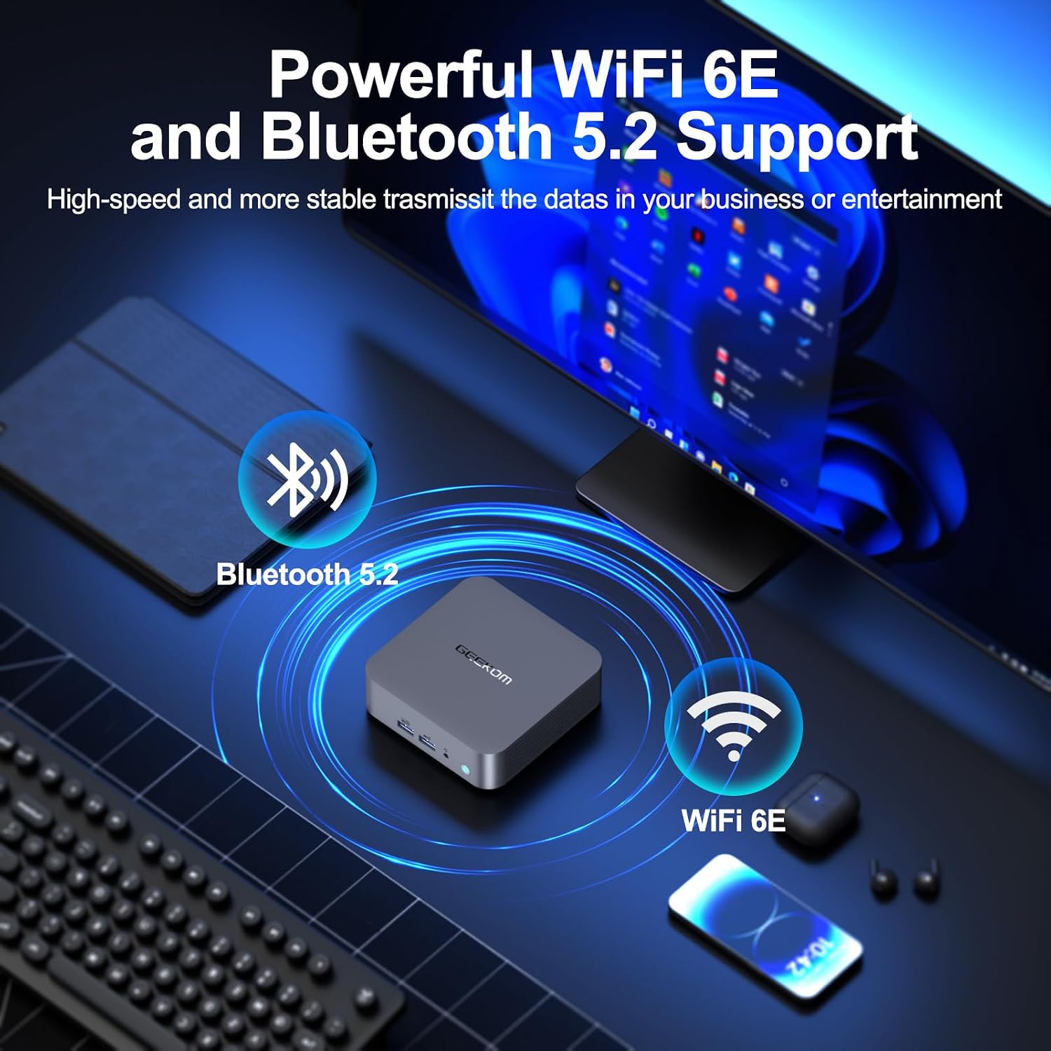 GEEKOM GT13 PRO Mini PC, Intel Core i9-13900HK (14C/20T, up to 5.4GHz), 16GB DDR4 RAM, 1TB PCIe 4.0 NVMe SSD, Aluminium Design Windows 11 Pro Desktop Computer with USB4,Wi-Fi 6E,BT 5.2,8K UHD