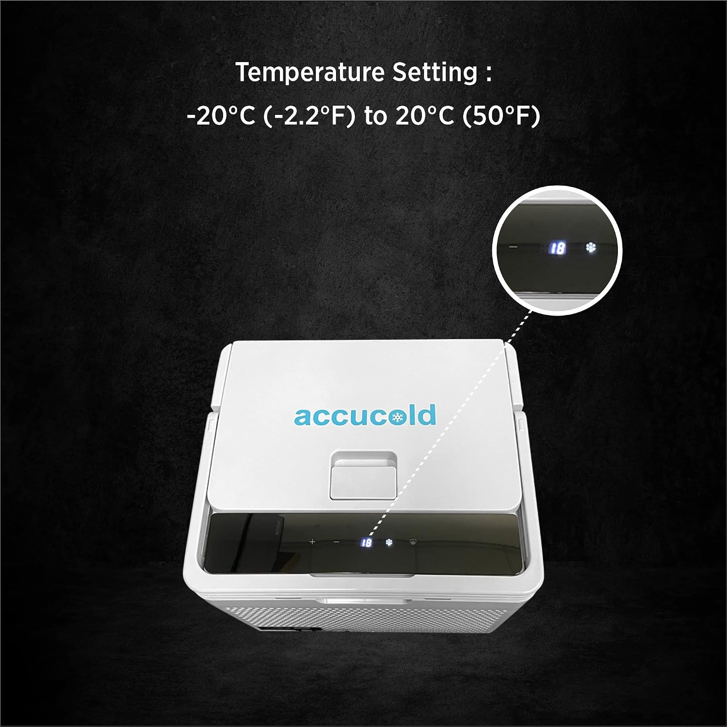 Accucold MOMCUBE™ Portable Refrigerator/Freezer for Breast Milk, 12/24V DC Power Cord, 100-240V AC Standard Wall Outlet, Cooling Range -20℃ to 20℃/-4℉ to 68℉ for Truck, Van, RV, Camper, SUV, Boat