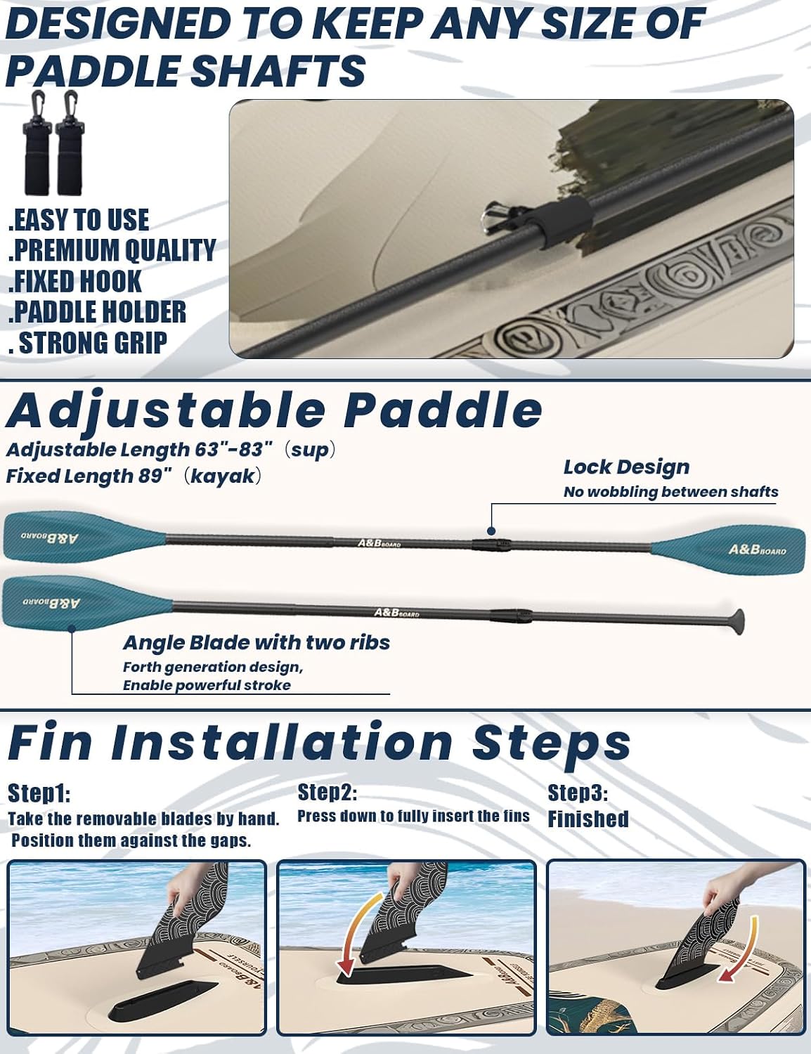 ABBOARD Inflatable Stand Up Paddle Board - Extra Wide Fishing Paddleboard with Sup Accessories Youth/Adults