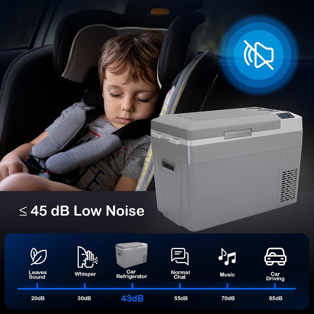 12 Volt Refrigerator 12V Car Fridge 23 Quart Portable Freezer Compressor Cooler, 12/24V DC & 110~240V AC, for Truck Van RV Camper SUV, -8℉~50℉, Ideal for Travel Camping Road Trips Tailgating