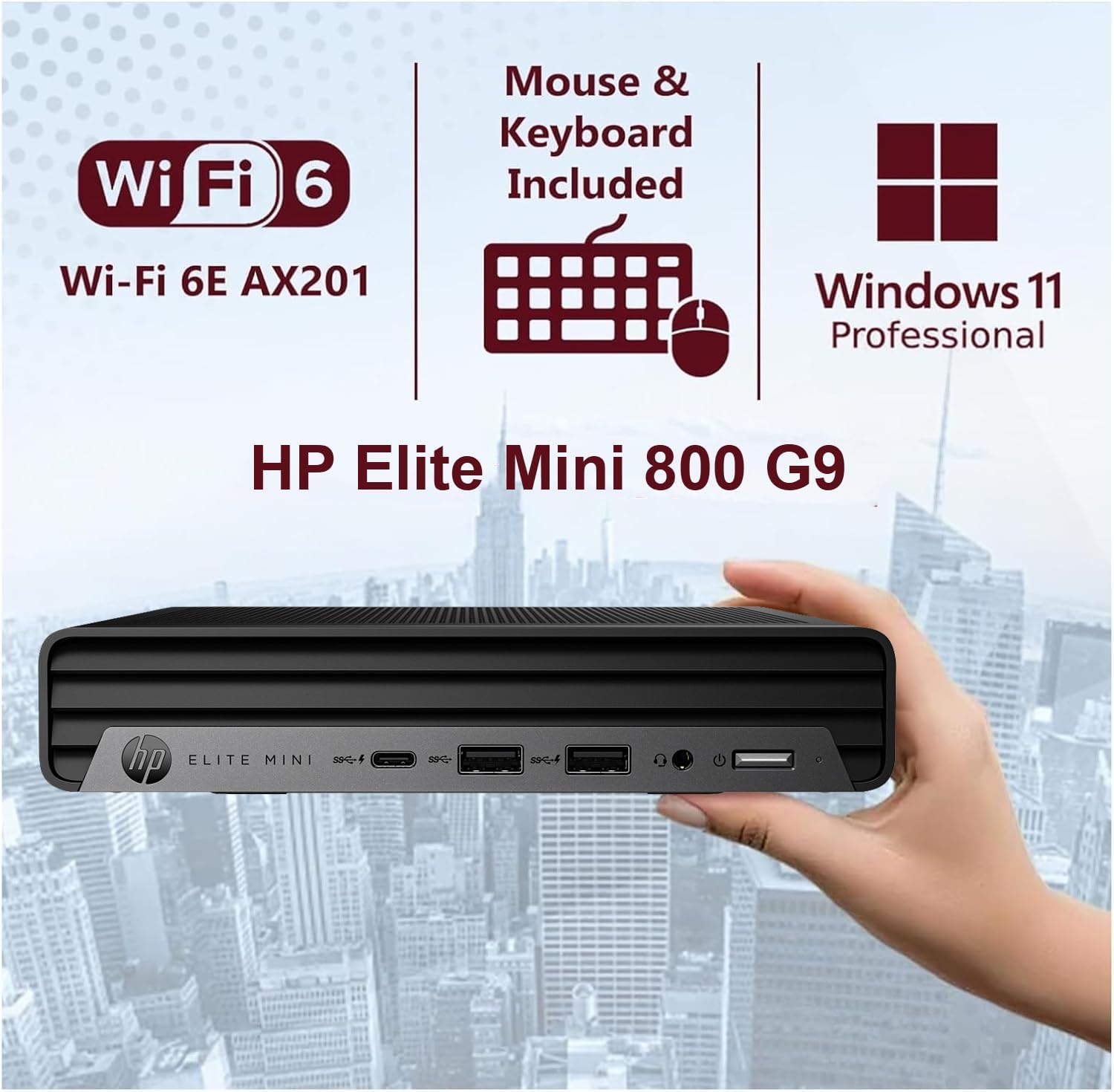 HP Elite Mini 800 G9 Business Desktop PC (Intel 6-Core i5-12500T (> i7-11800H), 32GB DDR5 RAM, 1TB SSD, UHD Graphics 770), MFF, 2X DP Ports, HDMI, Max to 3 Displays, USB-C, RJ-45, Wi-Fi 6E, Win 11 Pro