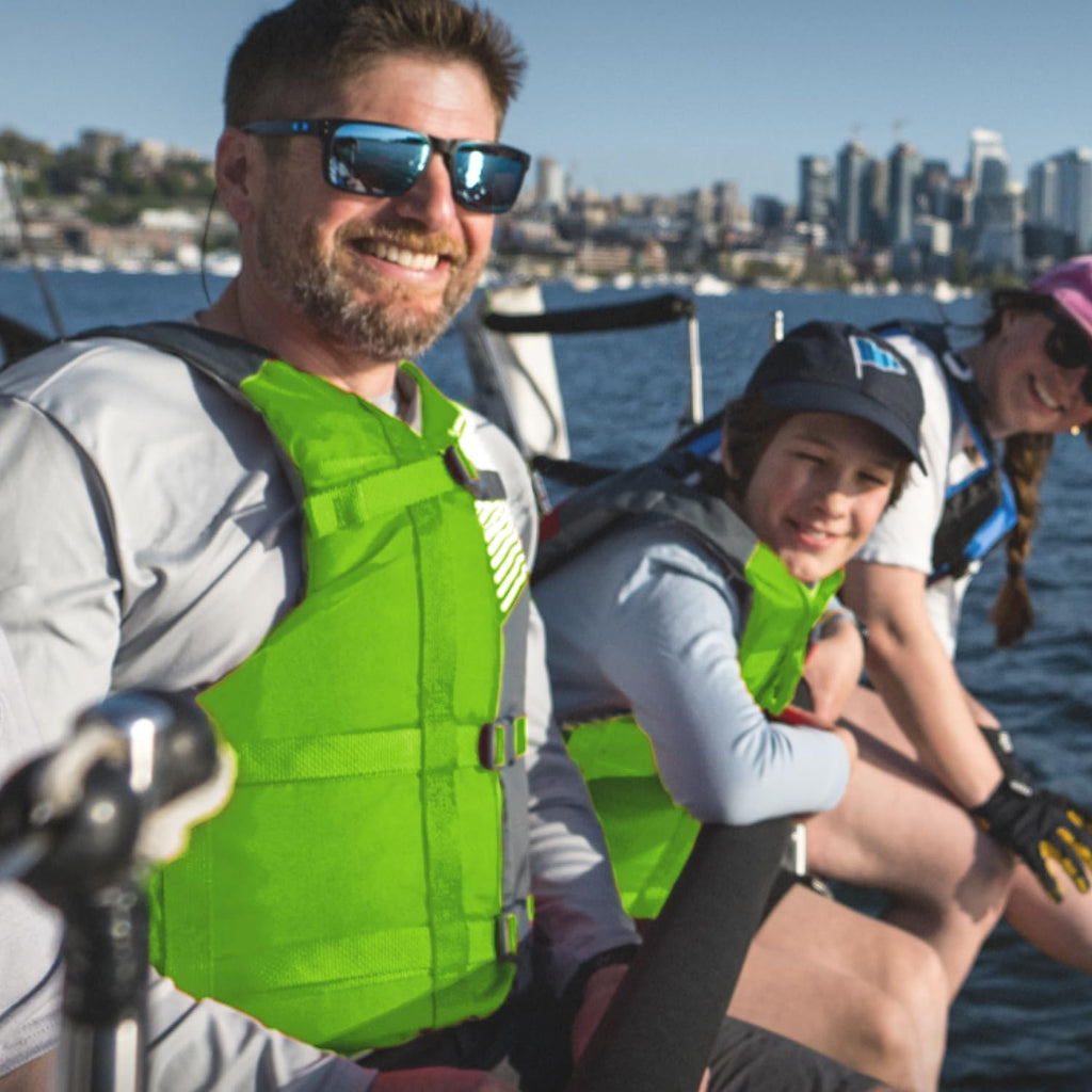 Stohlquist Universal Fit Adult Life Jacket PFD (4 Pack) Coast Guard Approved, for Men and Women 90+ lbs, Lightweight Neoprene and Adjustable, Ideal for Boating, Kayaking & Water Sports