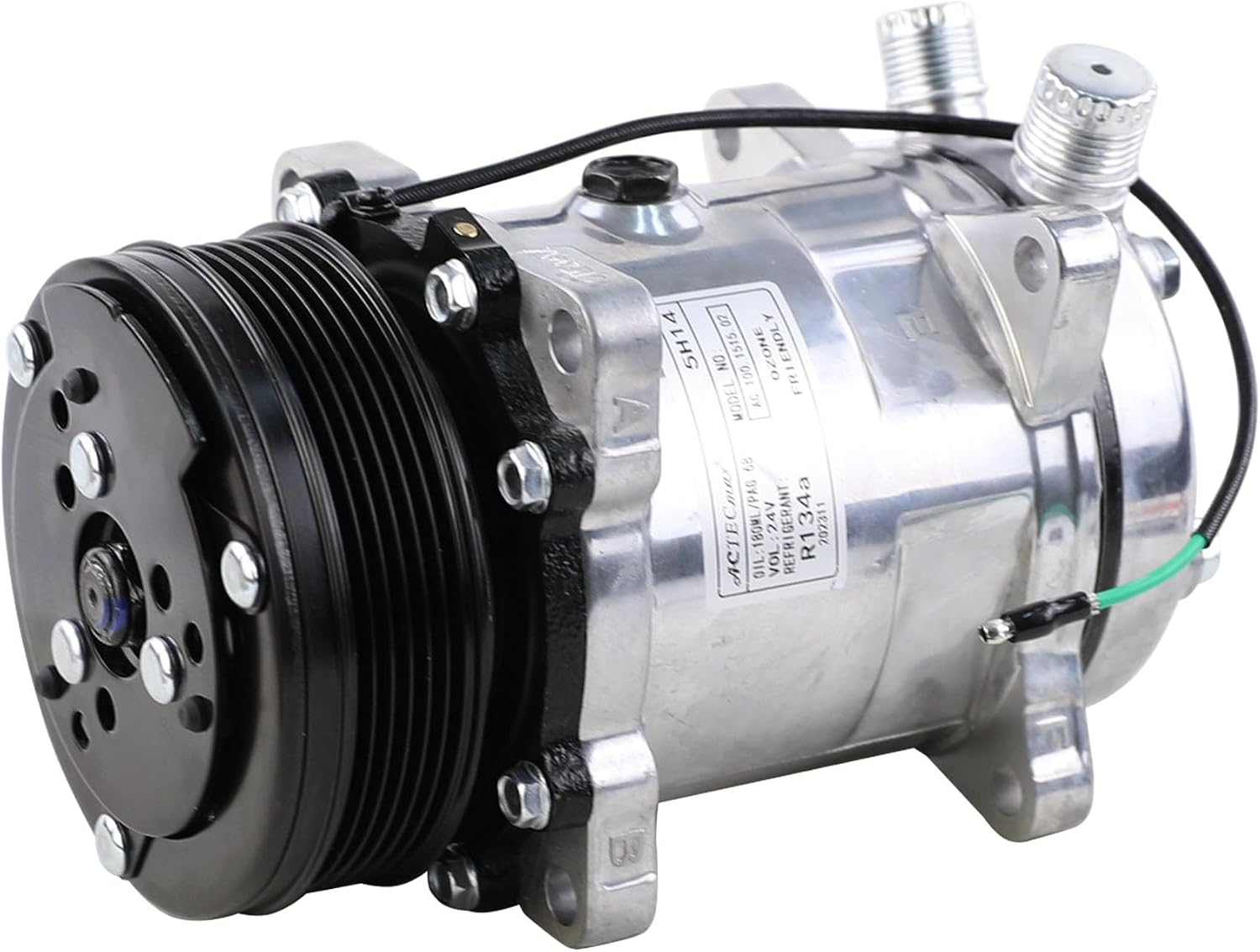 Universal A/C Compressor 6PK Clutch Sanden 508 5H14 R134A Serpentine Belt 24V