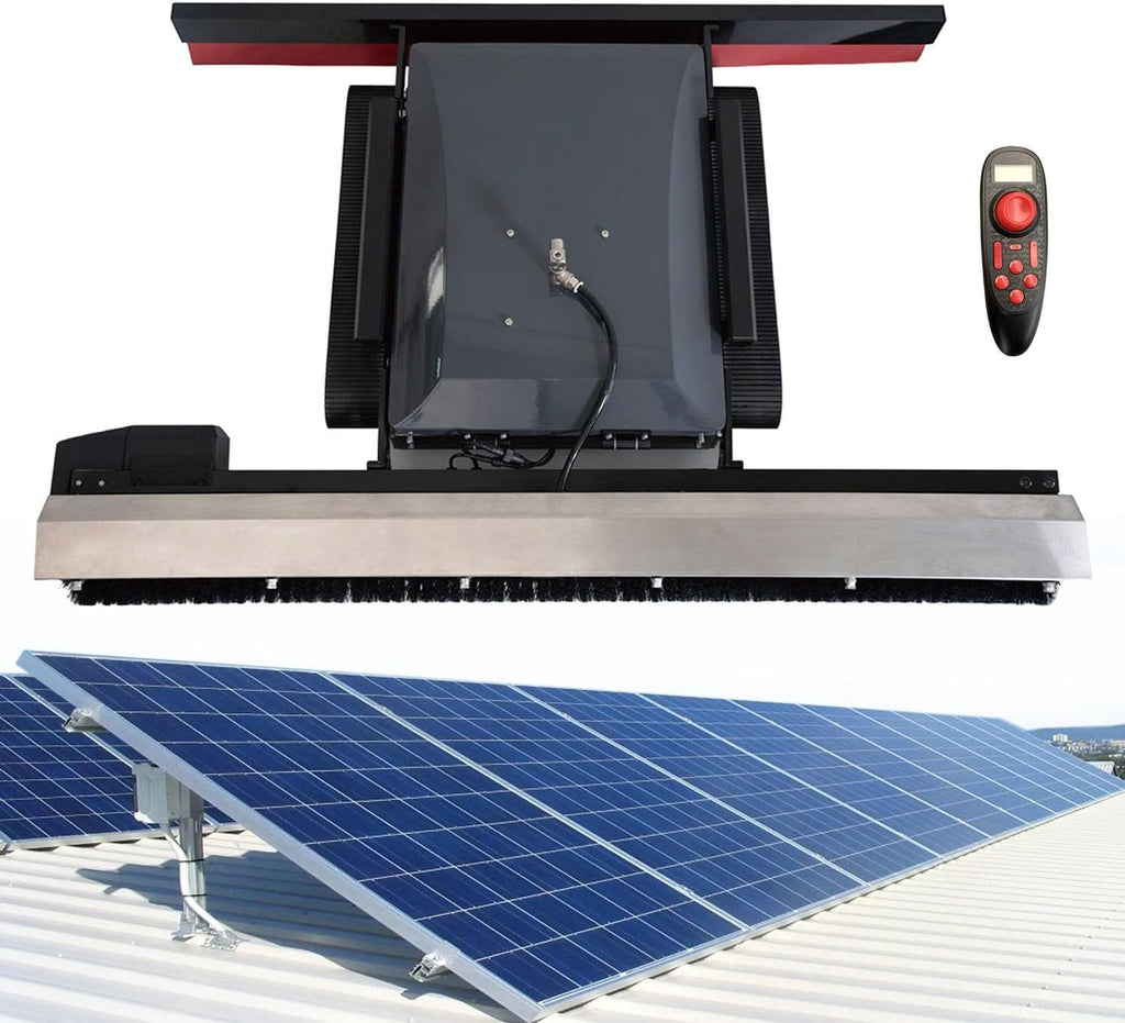 Solar Panel Cleaning Robot, Automatic Dry and Wet Cleaning with Remote Control, 100M Hose & Pump, 130cm Cleaning Width, 1170m2/h Efficiency, Max Climbs 15°