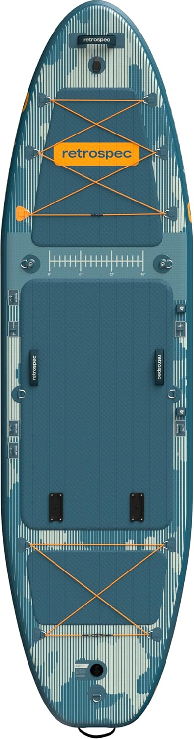 Retrospec June Inflatable Fishing Paddle Board 11'6' with Removable Seat – Puncture-Resistant Paddle Board for Fishing with Rod Holders, Non-Slip Deck Pad & Accessories