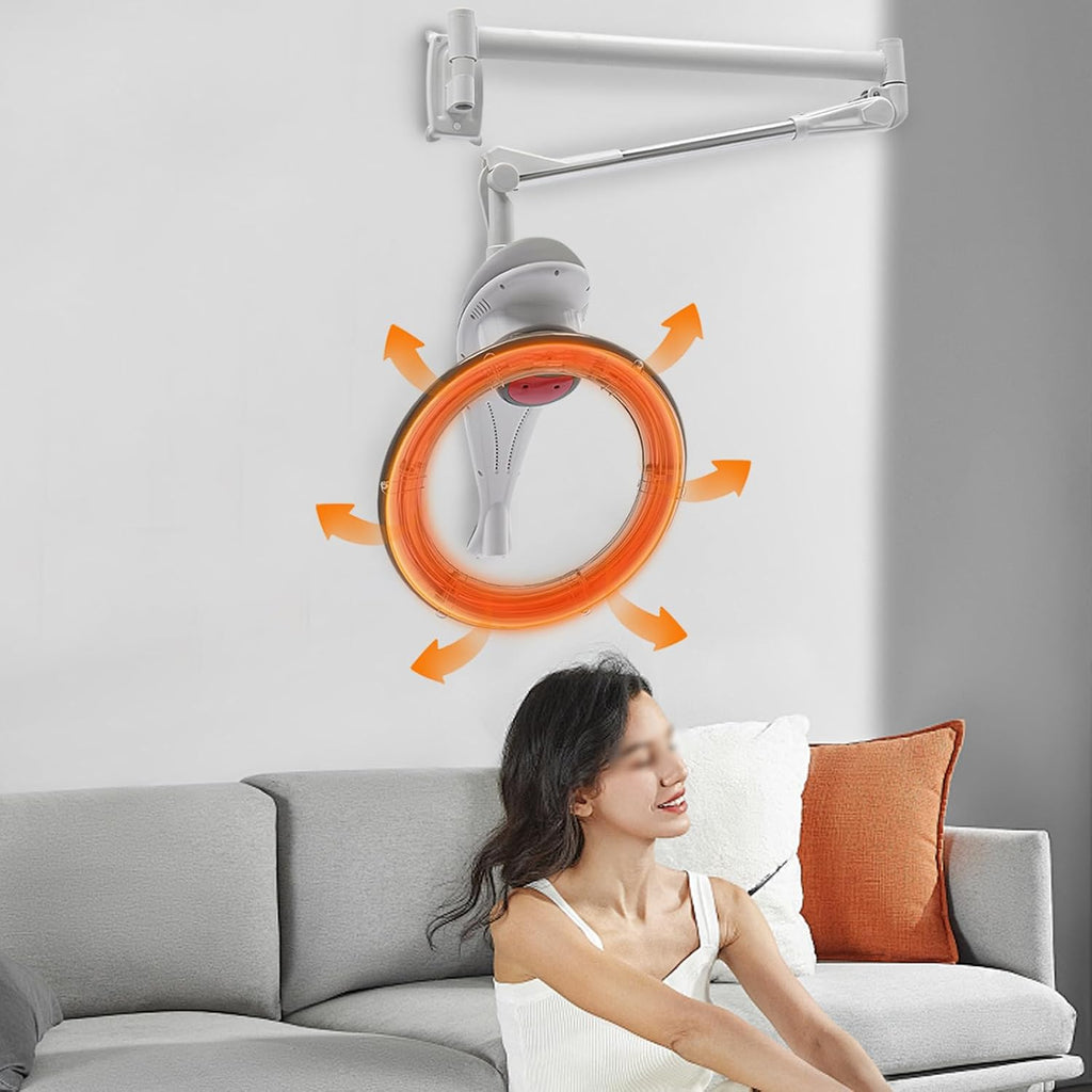 Wall Mounted Orbiting Hair Dryer, 950W Temperature Adjustable Rotating Hair Color Processor with Timer Professional Infrared Hair Dryer for Salpn SPA