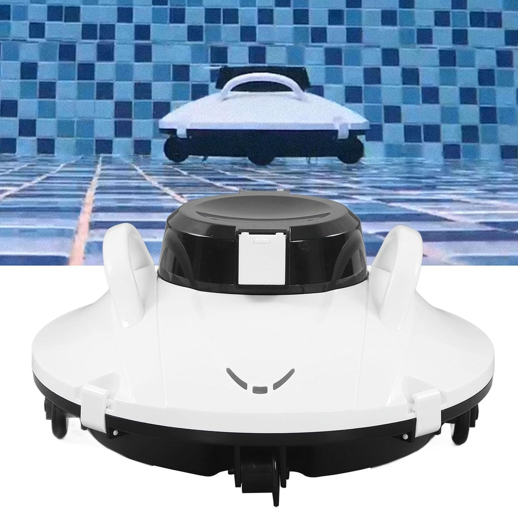 Wireless Pool Vacuum Robot - 30W, Cordless Pool Cleaning Machine with Automatic Cleaning, Strong Suction, Suitable for Flat Pools up to 914 Sqft, US Plug 110-240V, Built in 5000mAh Battery