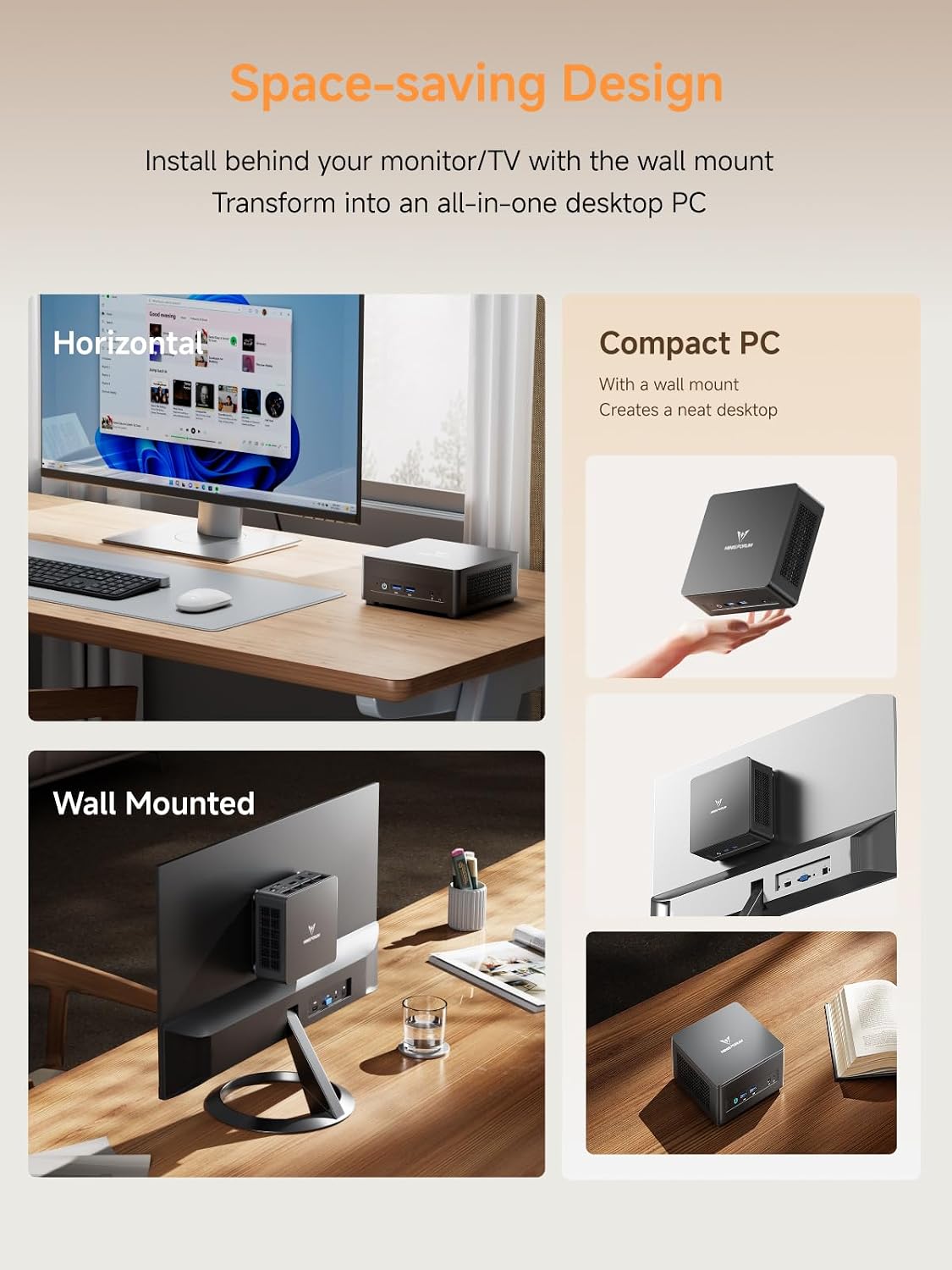 MINISFORUM UM690L Slim Mini PC, AMD Ryzen 9 6900HX Mini Computer (8C/16T, up to 4.9 GHz), 16GB LPDDR5 and 1 TB PCIe 4.0 SSD, DP/HDMI 2.1/USB 4, 4 x USB Type-A, WiFi 6E/BT 5.3