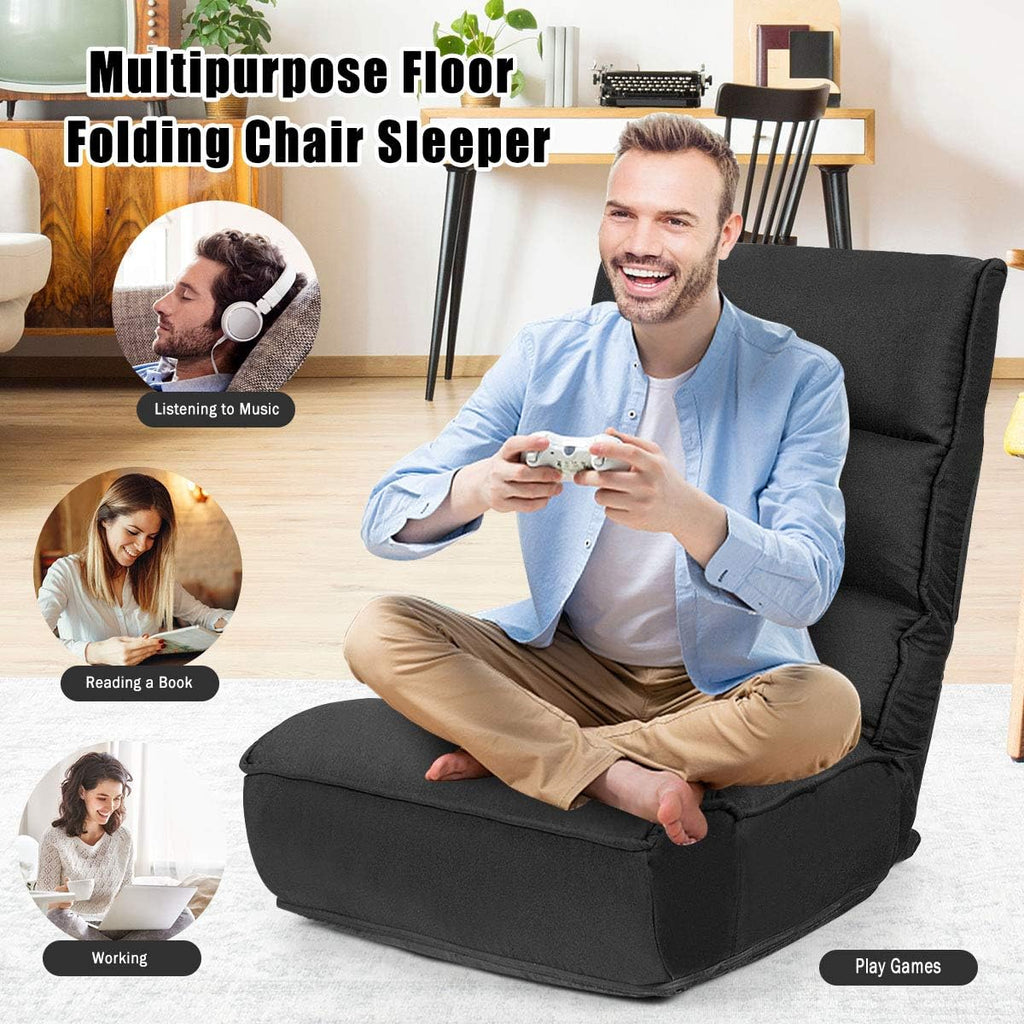 ARLIME 4-Position Adjustable Floor Chair, Armless Gaming Chair w/Back Support & Soft Cushion, Memory Foam Floor Lazy Sofa for Gaming, Reading, Meditating (Black)