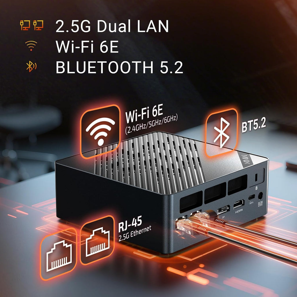 MINIX Elite ER936-AI Mini PC, AMD Ryzen AI 9 365 (10-Core), 32GB DDR5-5600MHz, 1TB PCIe 4.0 SSD, Radeon 880M, 73 Tops AI, 4×8K@60Hz Displays, WiFi 6E, for Gaming, Content Creation, Business, AI Tasks