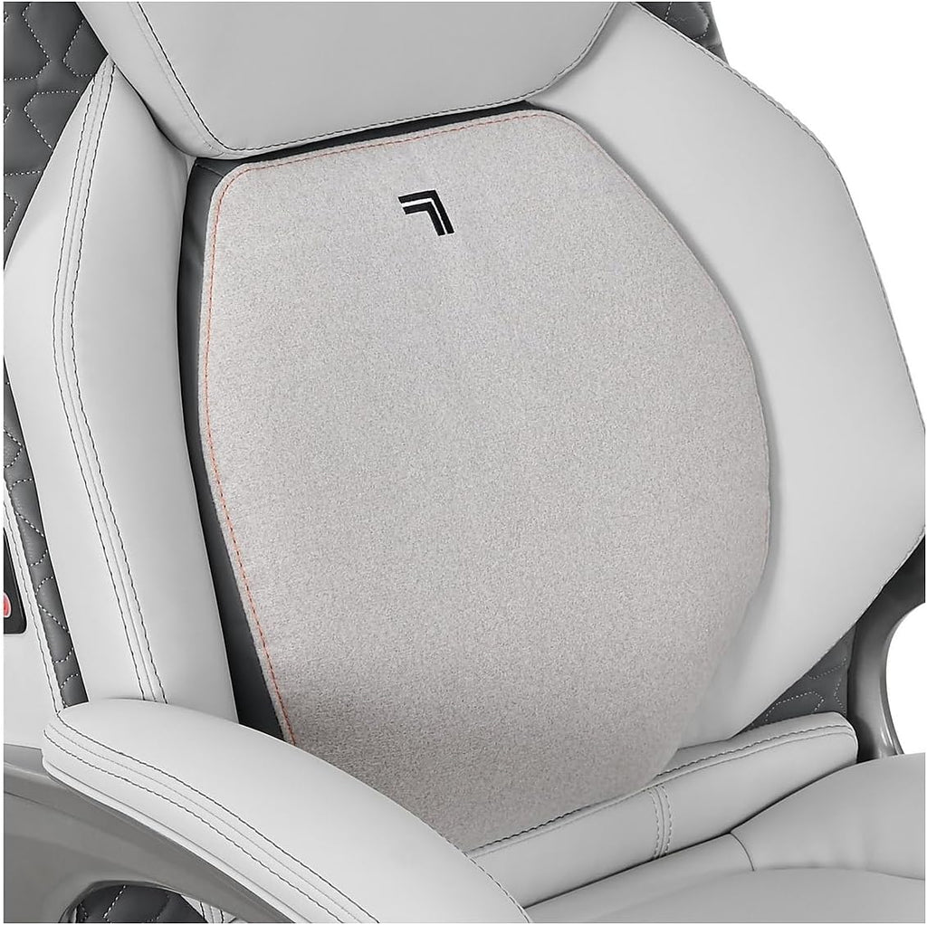 Sharper Image S600 Active Lumbar Ergonomic Bonded Leather Swivel Executive Massage Chair, White/Gray