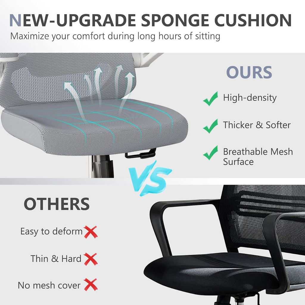 balmstar Ergonomic Office Chair Desk Chair - Mesh Computer Chair with 360° Swivel Wheels, Adjustable 90-130° Recline & Lumbar Support for Home Office, Supports up to 350lbs