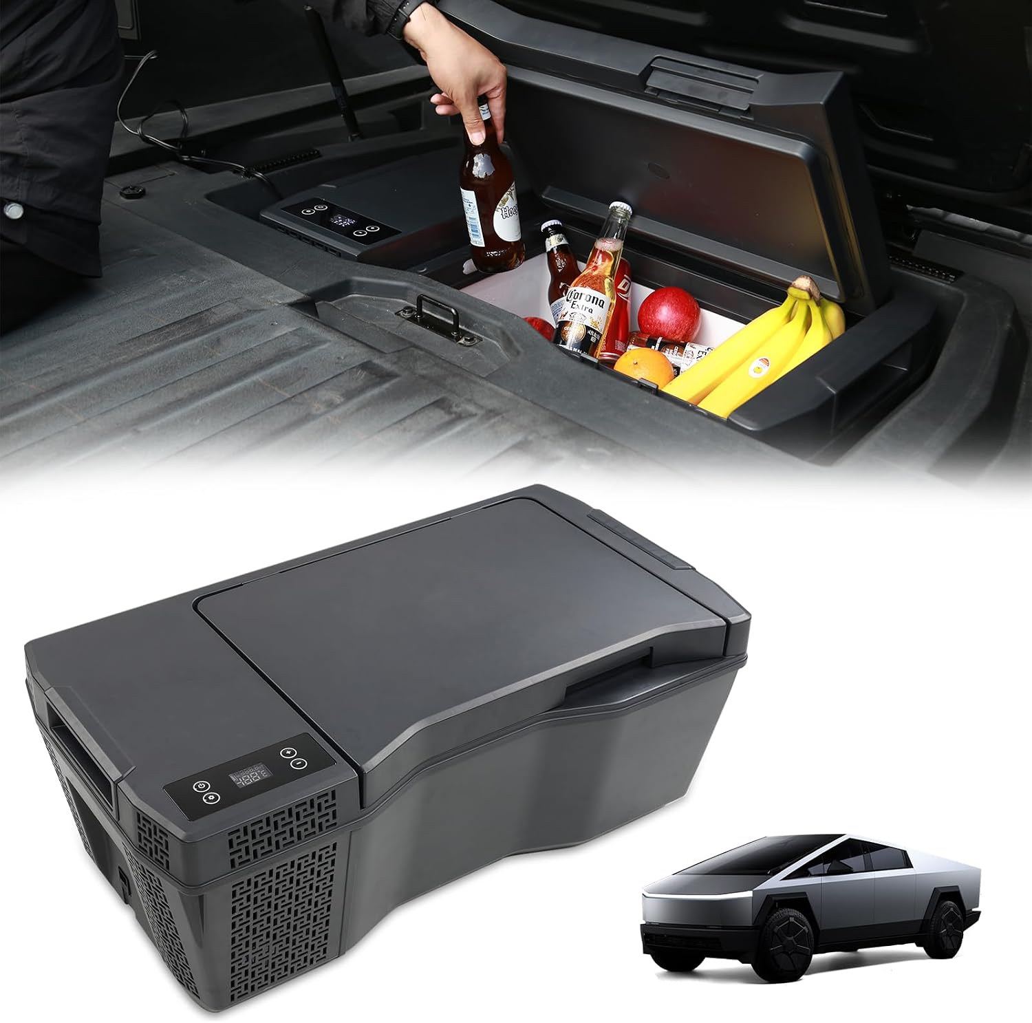 Tesla Cybertruck 25L Trunk Refrigerator with APP Control Truck Storage Cooler Outdoor Fridge, 12/14 Volt Car Fridge Trunk Portable Freezer for Camping Tailgating Road Trip Home