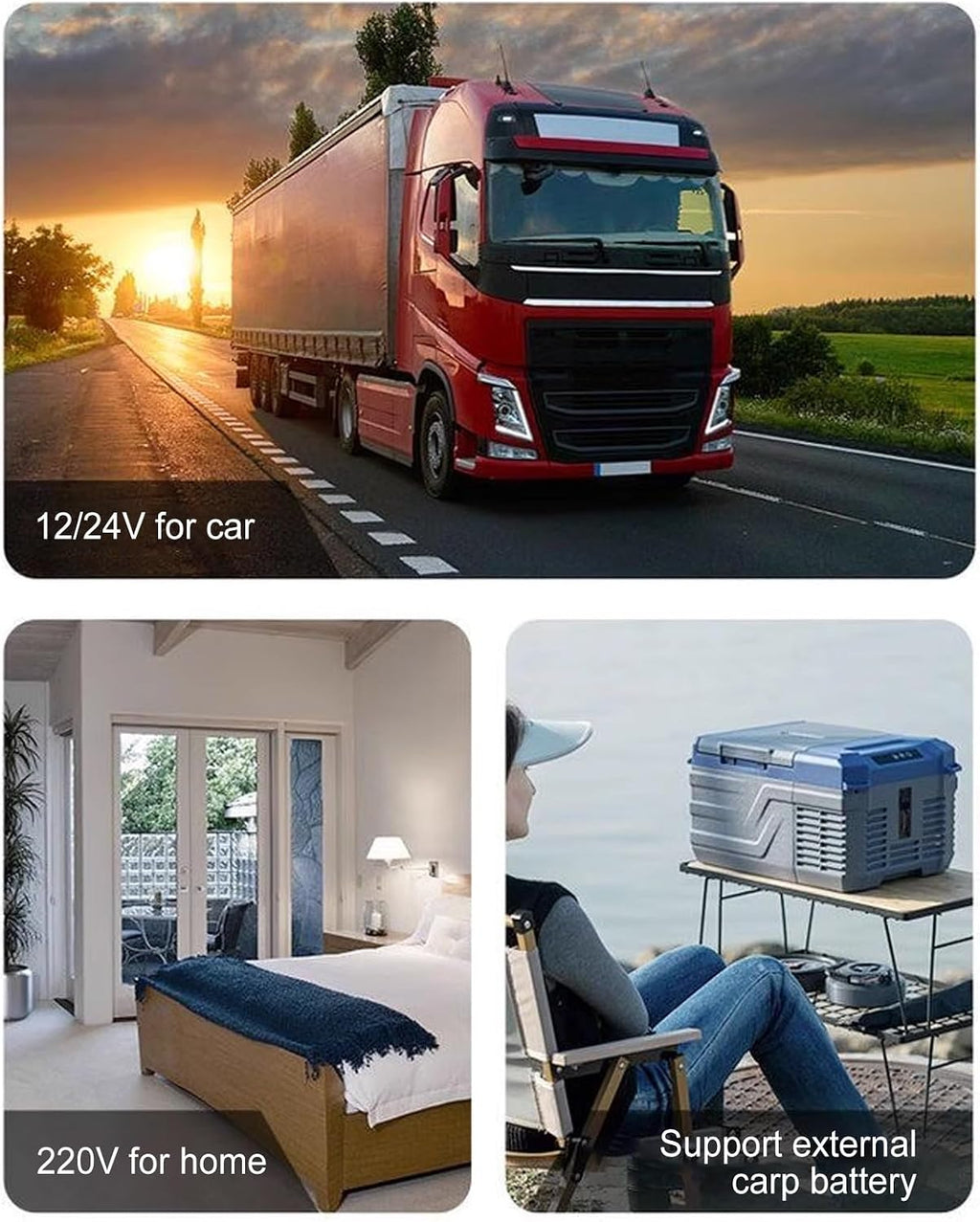 Electric Portable Freezer, Mini CAr Refrigerator, Compressor Cooler with LED Touch Screen, 12 Volt Small Fridge for Truck RV Camper