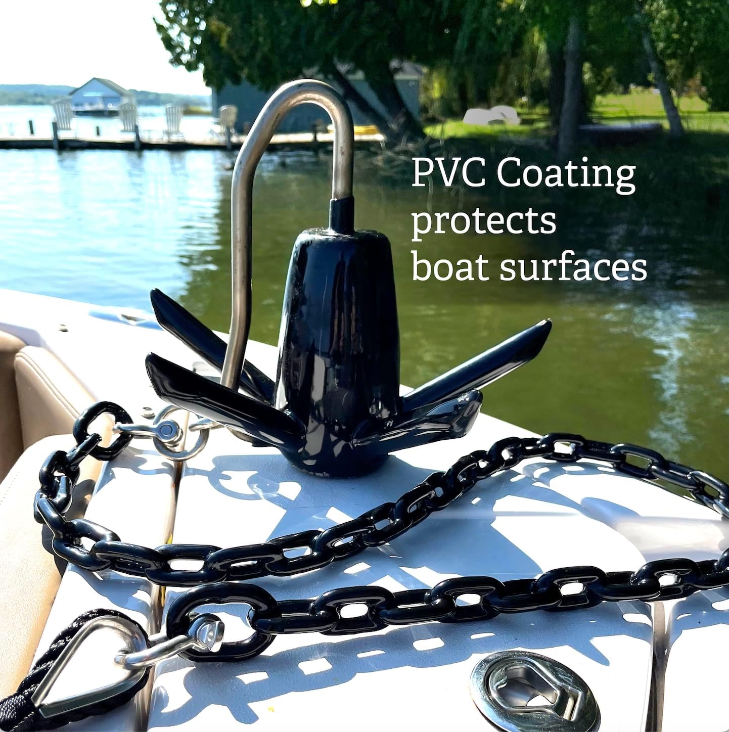 Greenfield Richter Boat Anchor Kit, Professional, Includes Spike River Anchor, 100' Anchor Rope, and Coated Anchor Chain. for Rivers, Lakes, Sand, Mud, and More