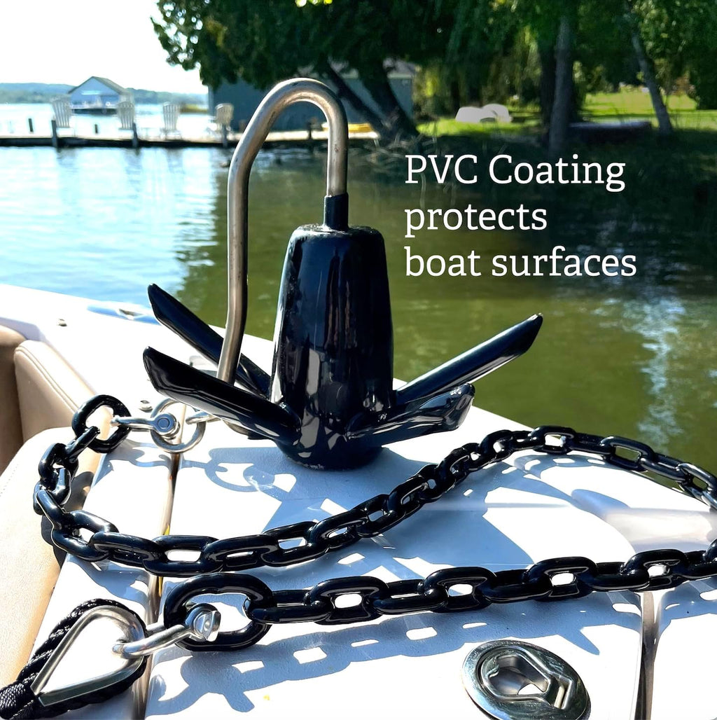 Greenfield Richter Boat Anchor Kit, Professional, Includes Spike River Anchor, 100' Anchor Rope, and Coated Anchor Chain. for Rivers, Lakes, Sand, Mud, and More