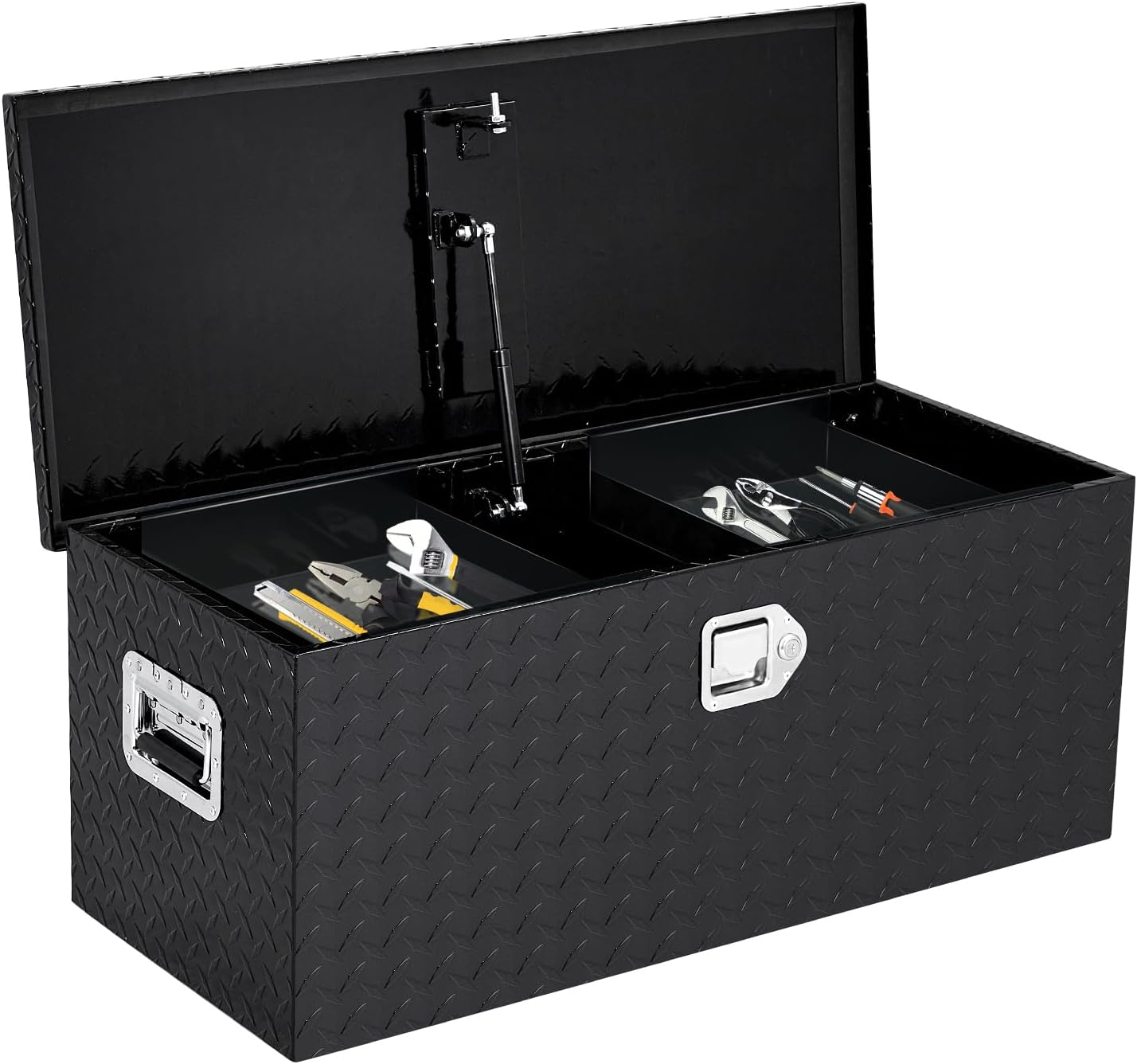 Garvee Aluminum Truck Bed Tool Box Waterproof Lockable Storage Heavy Duty Toolbox for Pickup Beds, RVs & Trailers, Secure Organizer with Side Handles & Gas Strut Lid