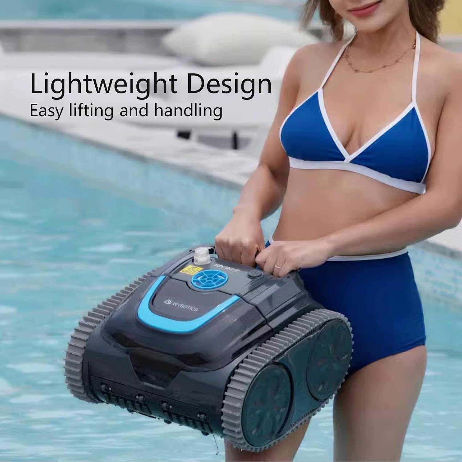 Pool Vacuum Robot with Wall Climbing, Lightweight Cordless Robotic Pool Cleaner, Pool Robot Vacuum for Inground Pools, Smart Auto Clean