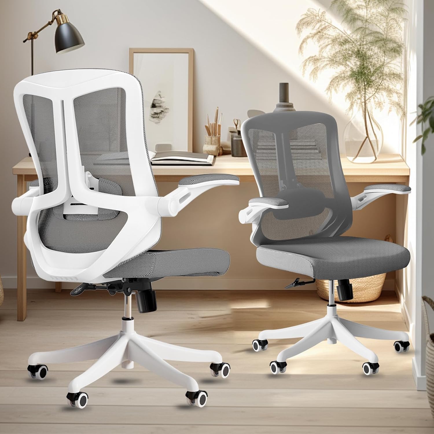 balmstar Ergonomic Office Chair Desk Chair - Mesh Computer Chair with 360° Swivel Wheels, Adjustable 90-130° Recline & Lumbar Support for Home Office, Supports up to 350lbs