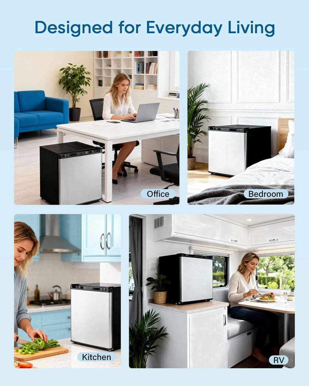 Feelfunn 1.1 Cu.ft Mini Freezer - Compact Upright Freezer with 7 Adjustable Thermostat, Removable Shelf, Reversible Single Door, 360°Uniform Cooling Small freezer for Home Office Kitchen Dorm, Silver