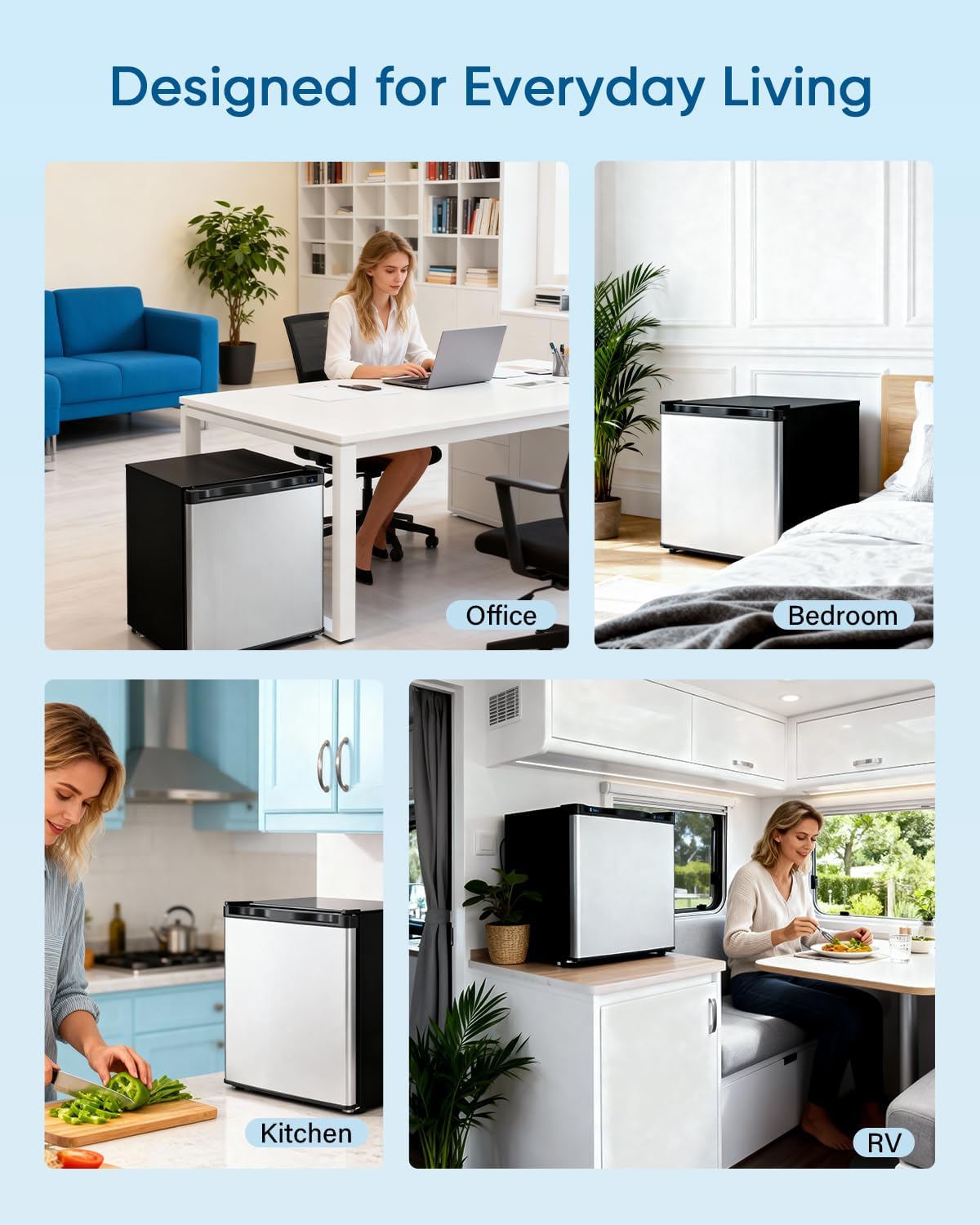 Feelfunn 1.1 Cu.ft Mini Freezer - Compact Upright Freezer with 7 Adjustable Thermostat, Removable Shelf, Reversible Single Door, 360°Uniform Cooling Small freezer for Home Office Kitchen Dorm, Silver
